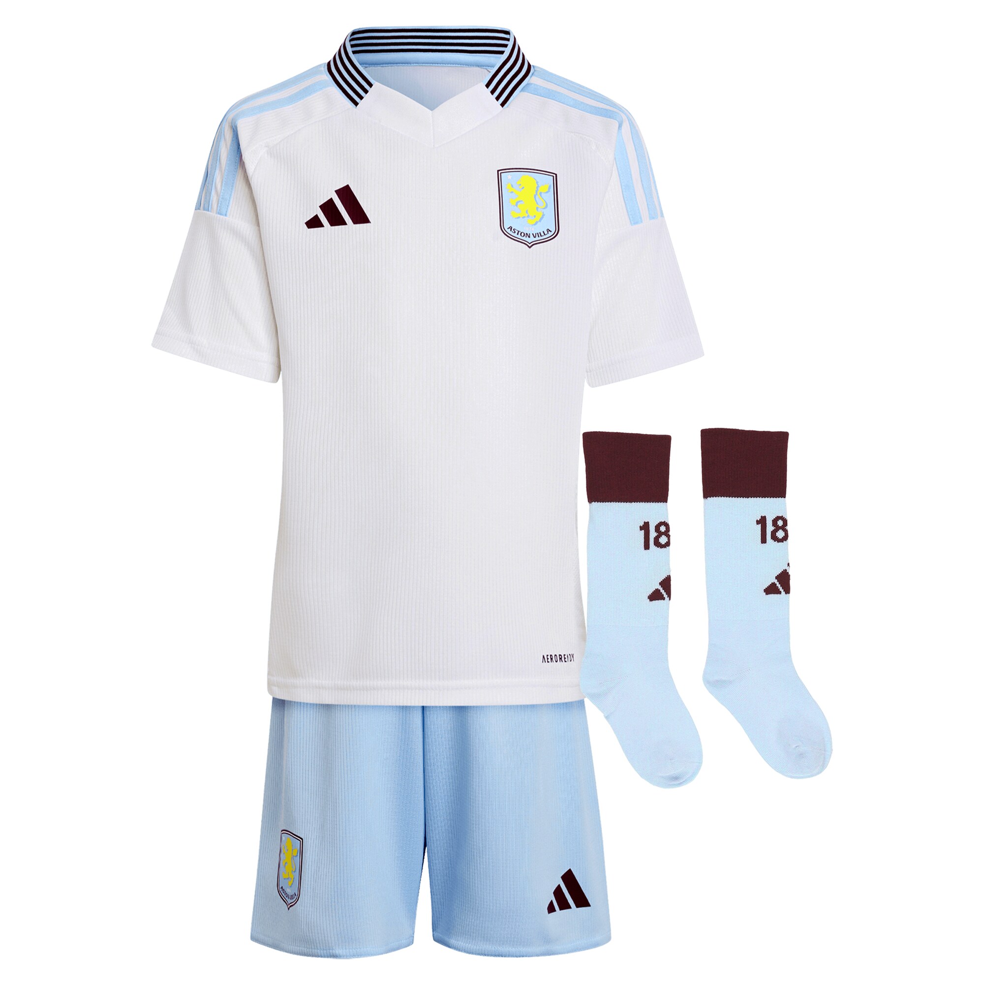 Aston Villa Shirts - aston villa adidas away mini kit 2024-25 with a.garcía 16 printing Collection of Official Fan Gear