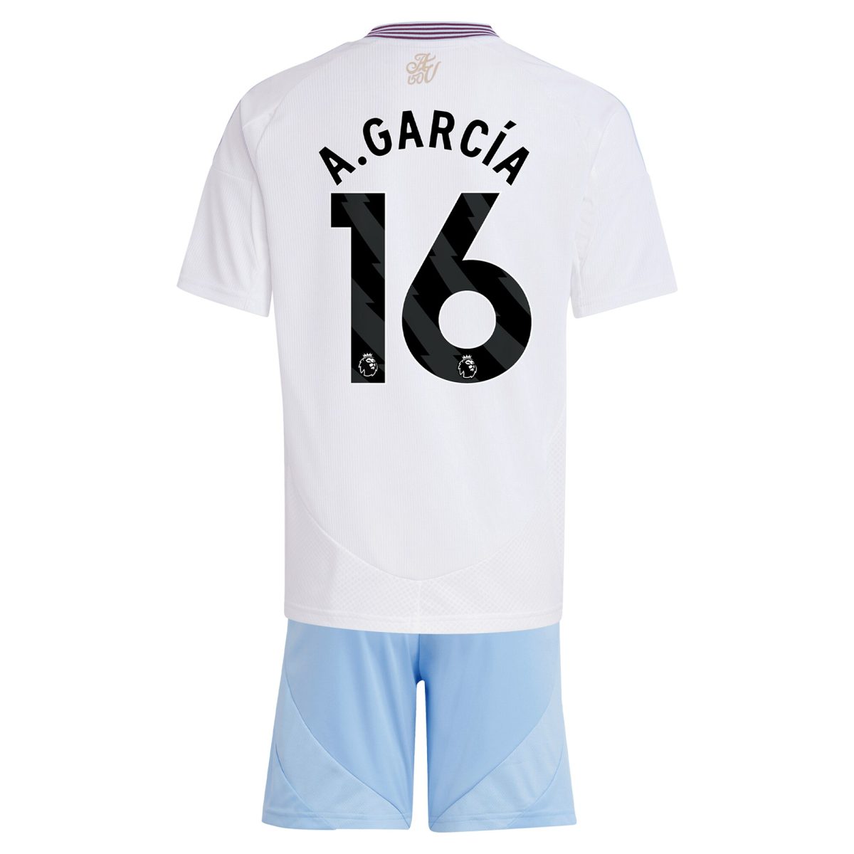 Aston Villa Shirts - aston villa adidas away mini kit 2024-25 with a.garcía 16 printing Collection of Official Fan Gear