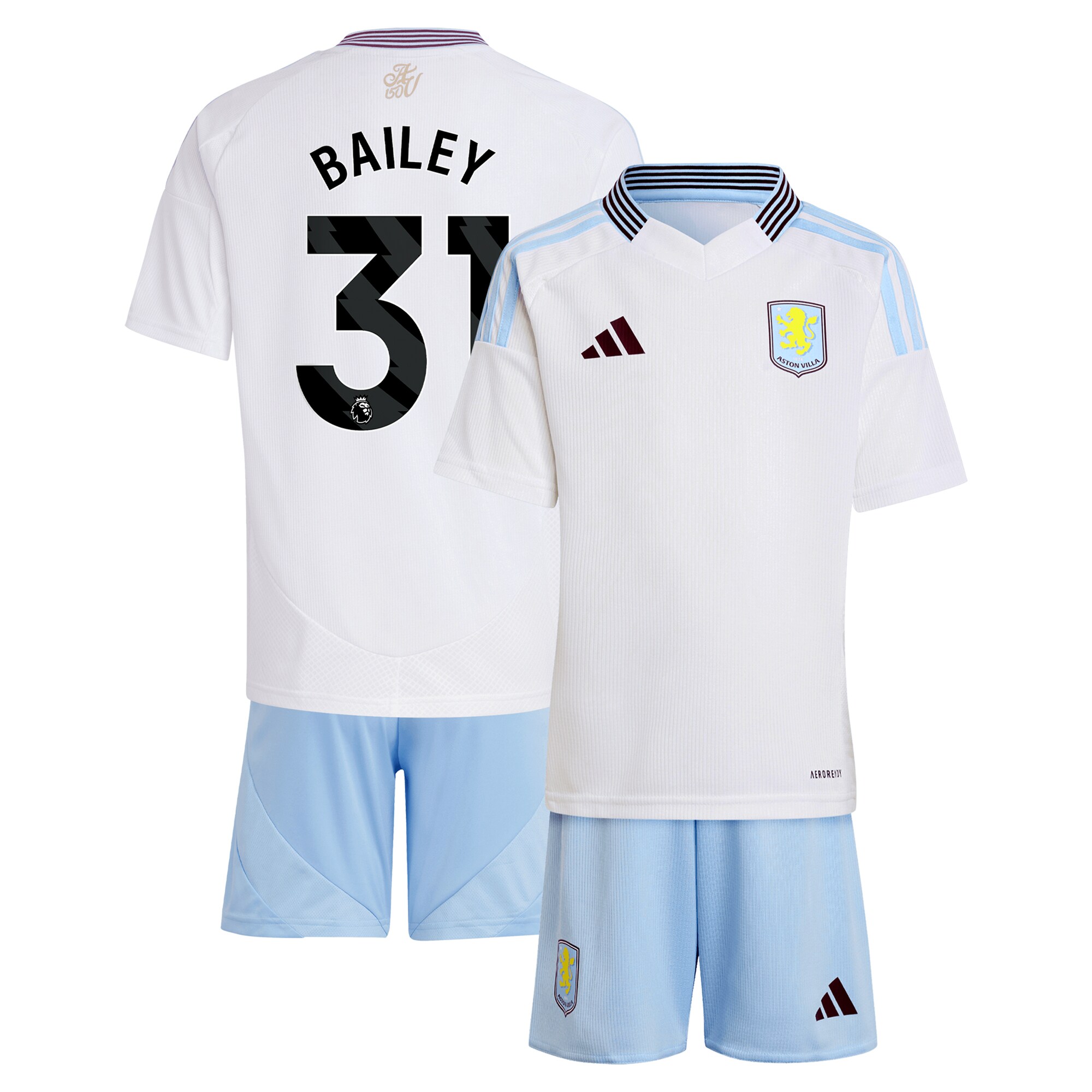 Aston Villa Shirts - aston villa adidas away mini kit 2024-25 with bailey 31 printing Collection of Official Fan Gear