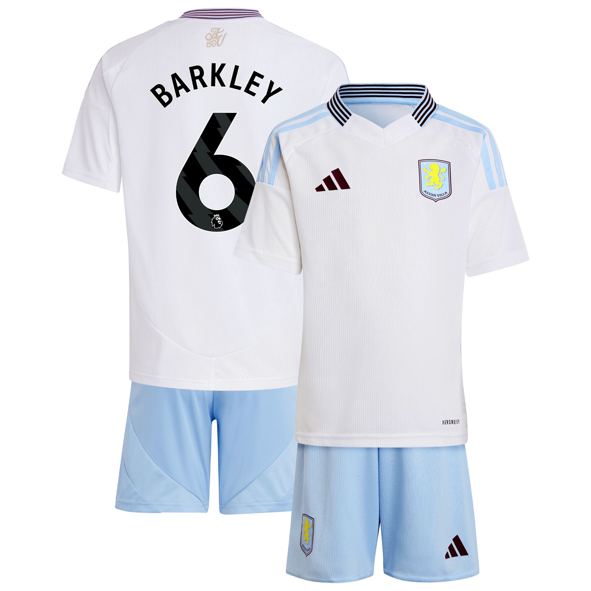 Aston Villa Shirts - aston villa adidas away mini kit 2024-25 with barkley 6 printing Collection of Official Fan Gear