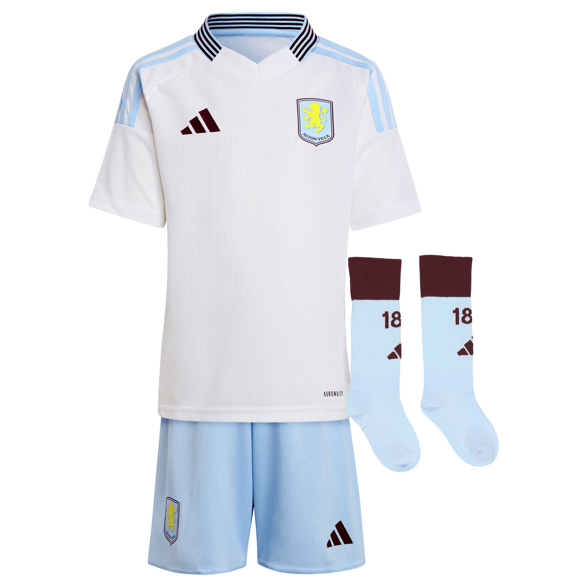 Aston Villa Shirts - aston villa adidas away mini kit 2024-25 with bogarde 26 printing Collection of Official Fan Gear