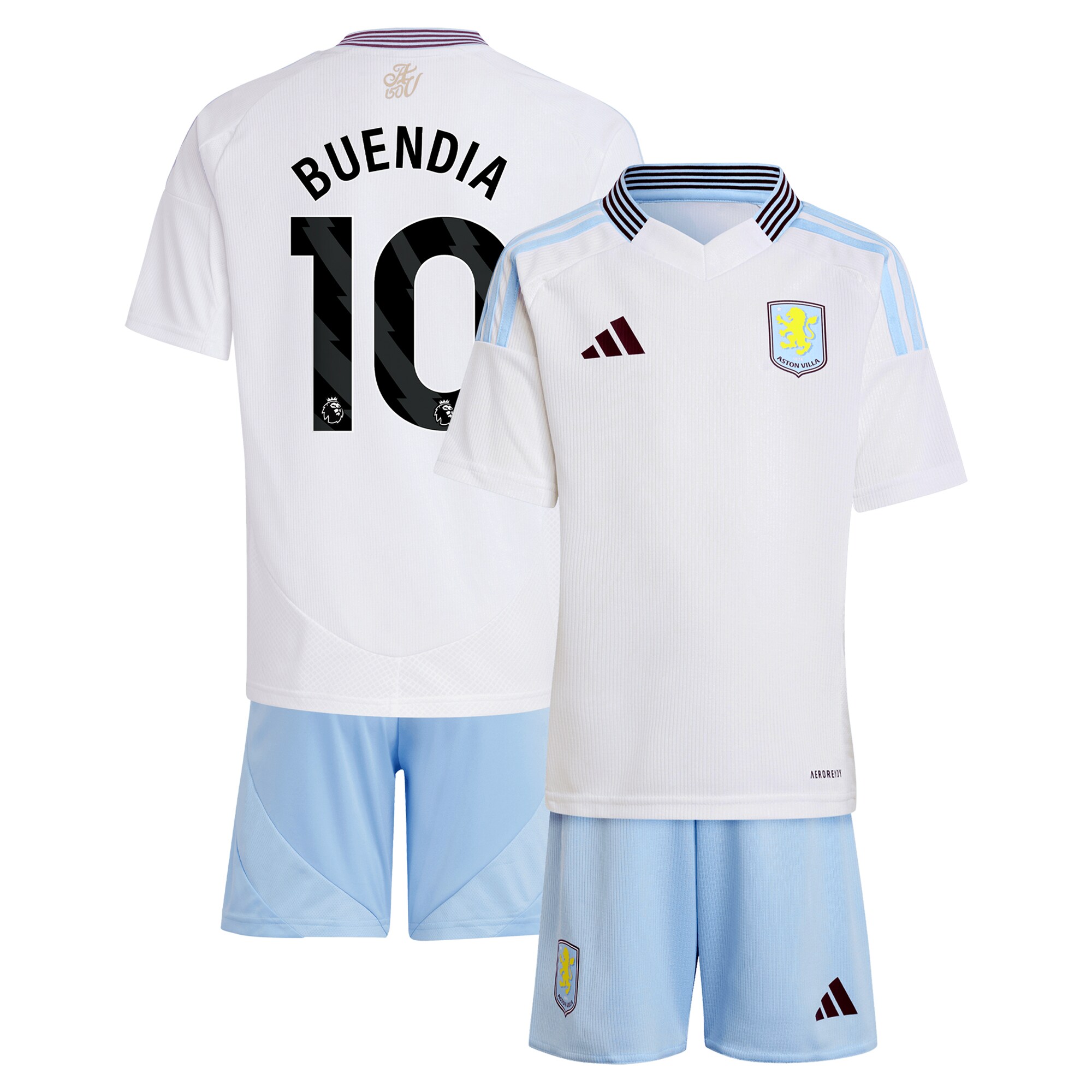 Aston Villa Shirts - aston villa adidas away mini kit 2024-25 with buendia 10 printing Collection of Official Fan Gear