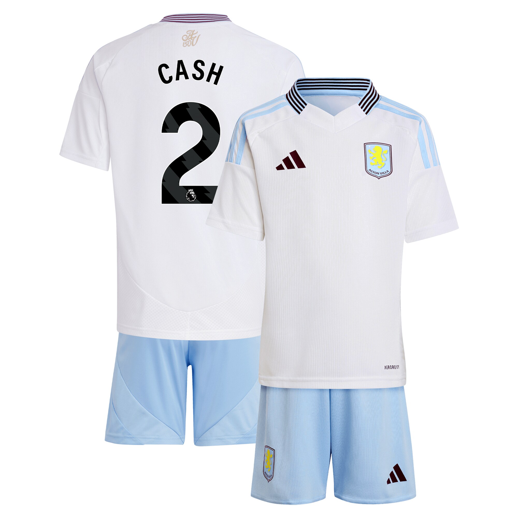 Aston Villa Shirts - aston villa adidas away mini kit 2024-25 with cash 2 printing Collection of Official Fan Gear