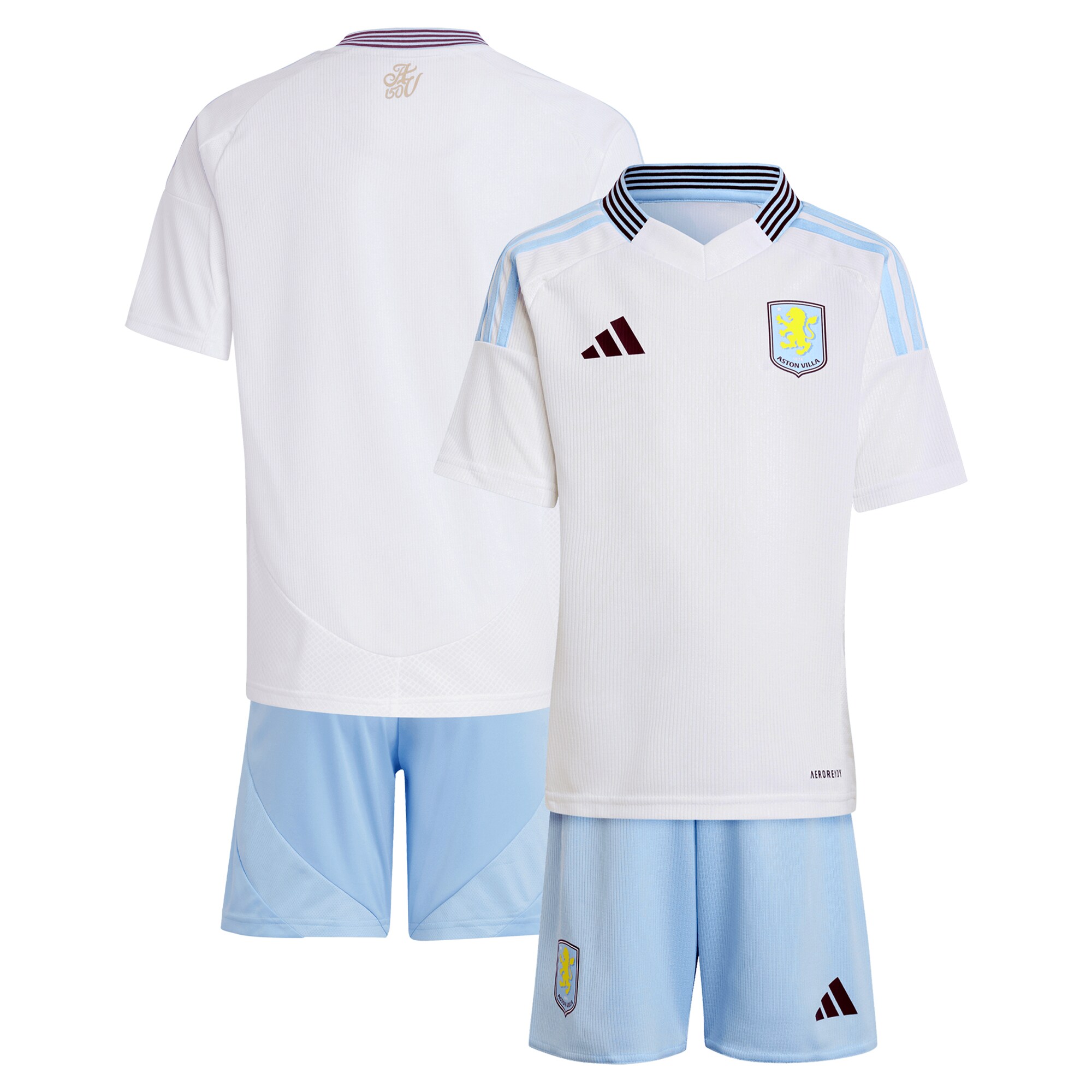 Aston Villa Shirts - aston villa adidas away mini kit 2024-25 with custom printing Collection of Official Fan Gear