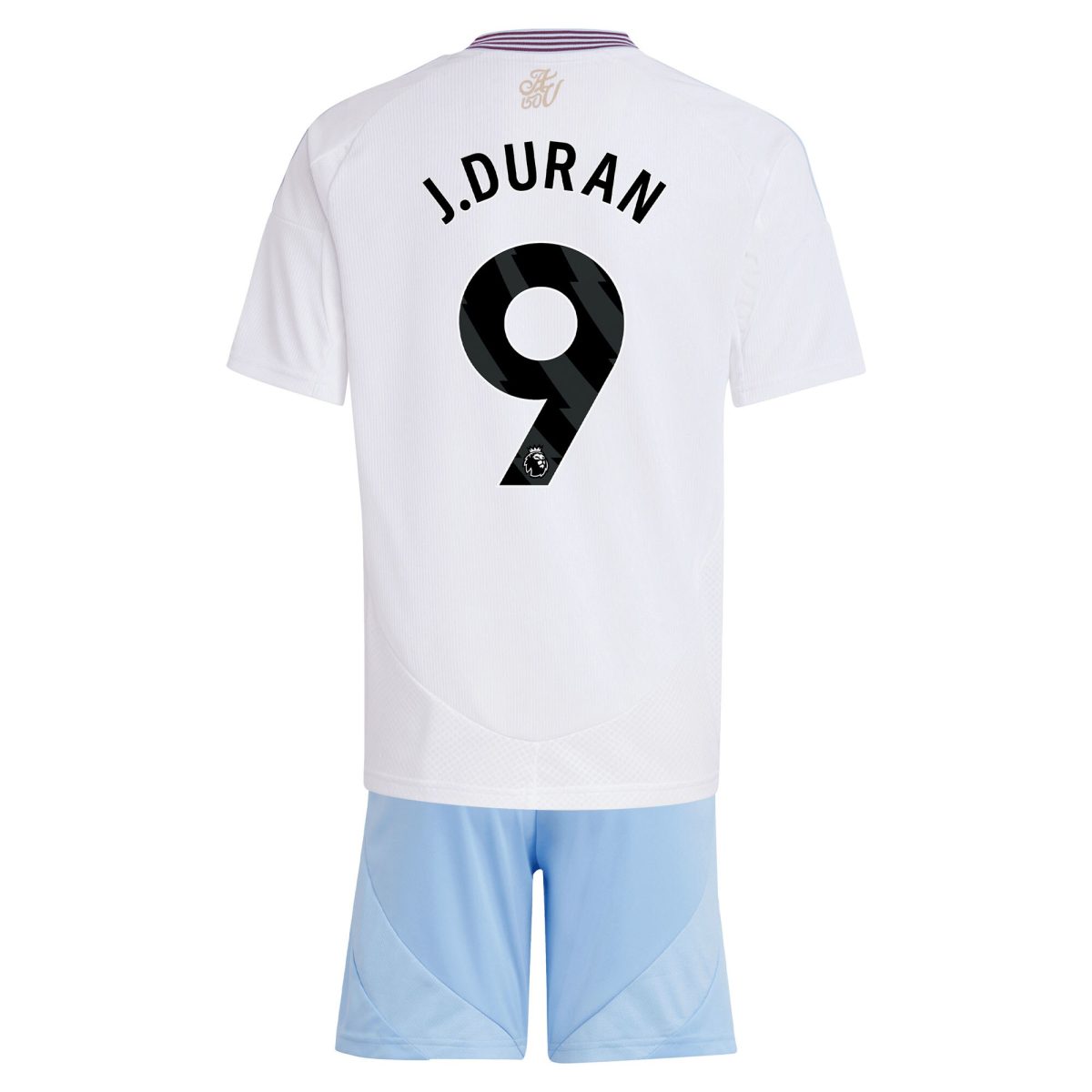 Aston Villa Shirts - aston villa adidas away mini kit 2024-25 with j.duran 9 printing Collection of Official Fan Gear