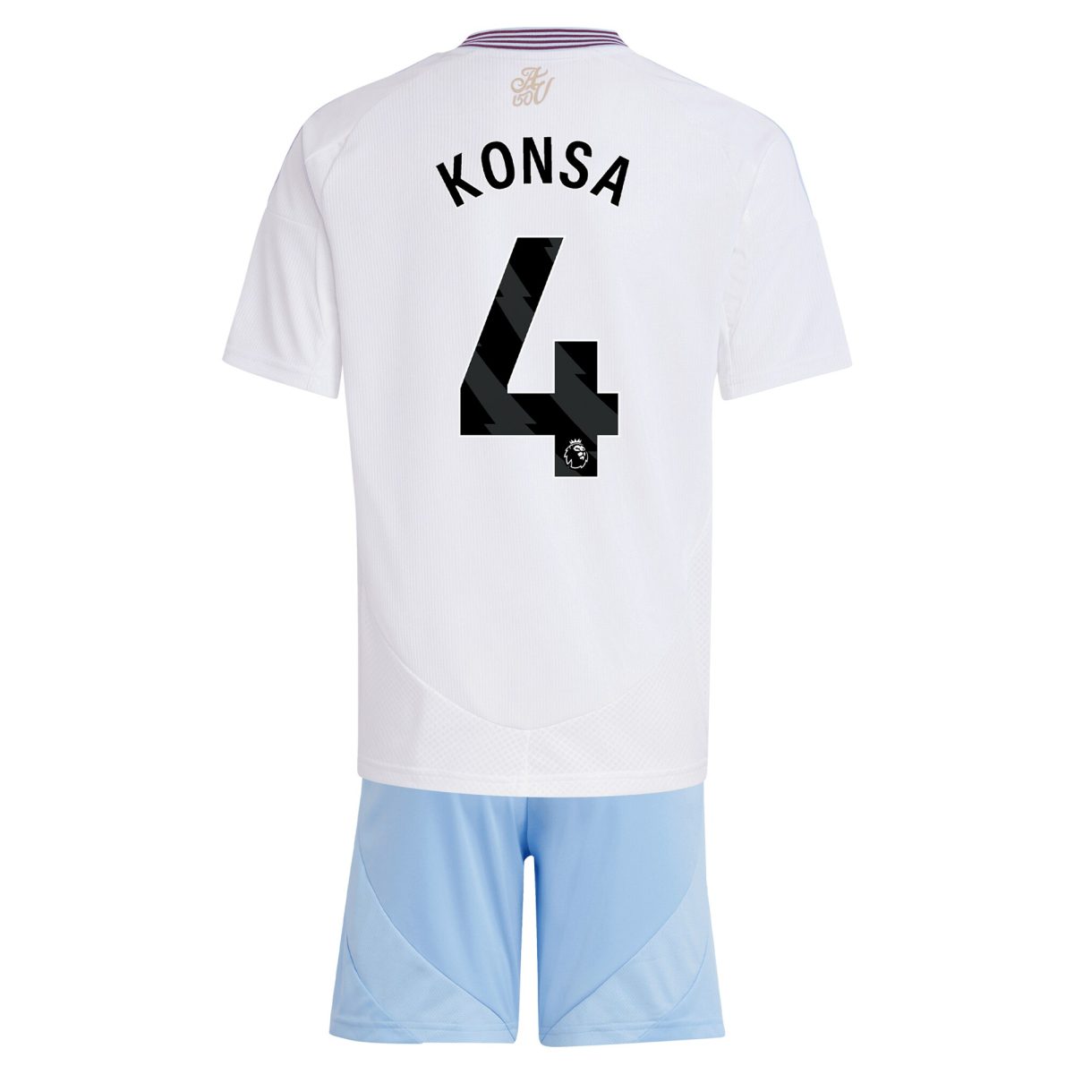 Aston Villa Shirts - aston villa adidas away mini kit 2024-25 with konsa 4 printing Collection of Official Fan Gear