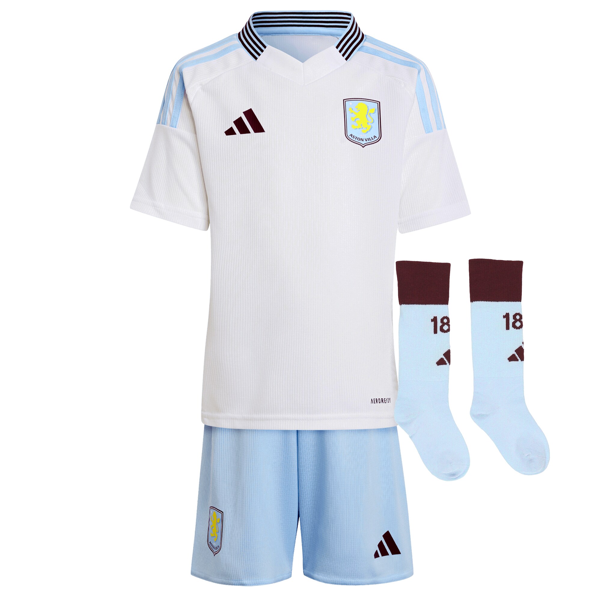 Aston Villa Shirts - aston villa adidas away mini kit 2024-25 with malen 17 printing Collection of Official Fan Gear
