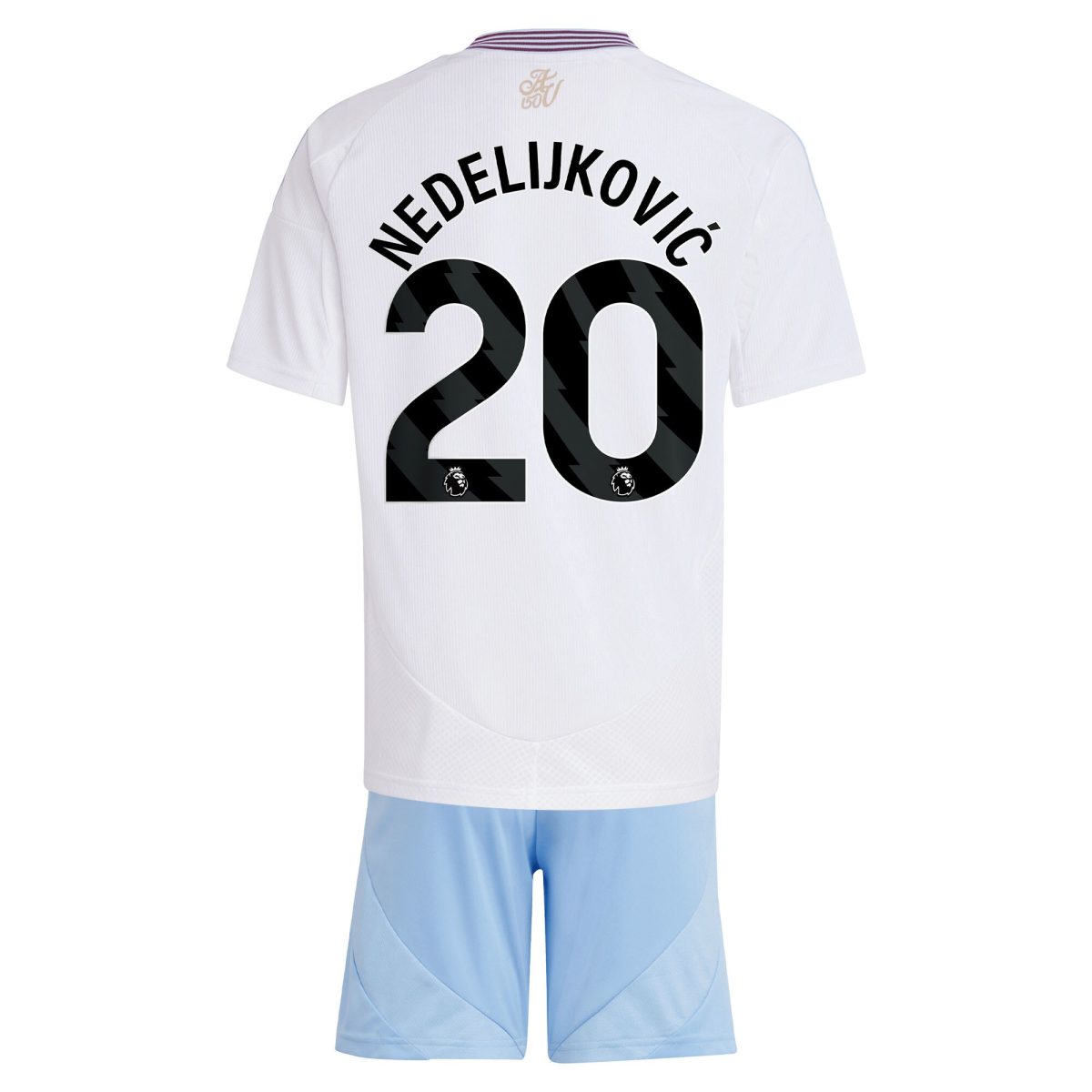 Aston Villa Shirts - aston villa adidas away mini kit 2024-25 with nedeljković 20 printing Collection of Official Fan Gear