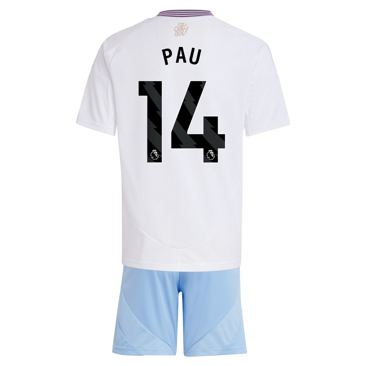 Aston Villa Shirts - aston villa adidas away mini kit 2024-25 with pau 14 printing Collection of Official Fan Gear