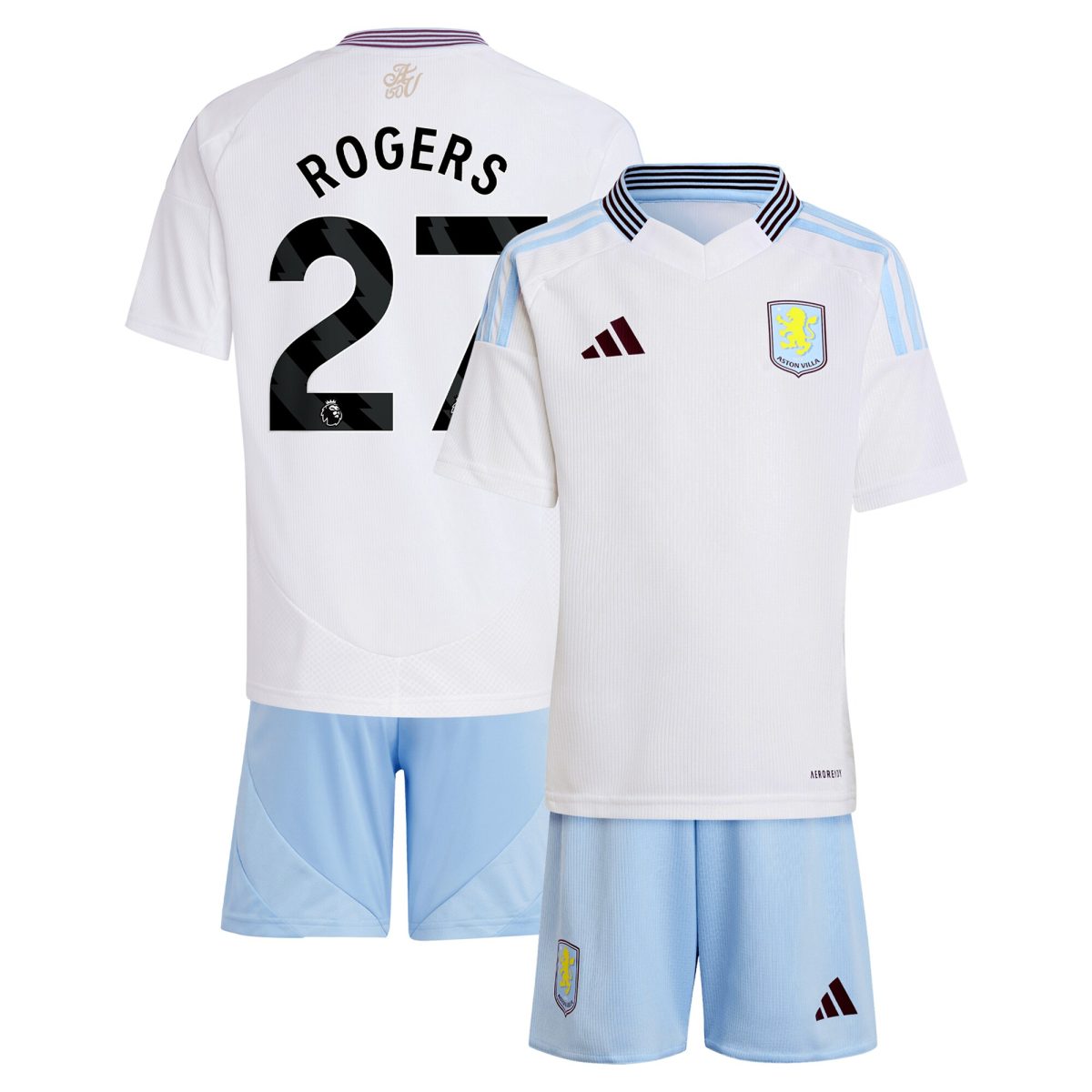 Aston Villa Shirts - aston villa adidas away mini kit 2024-25 with rogers 27 printing Collection of Official Fan Gear