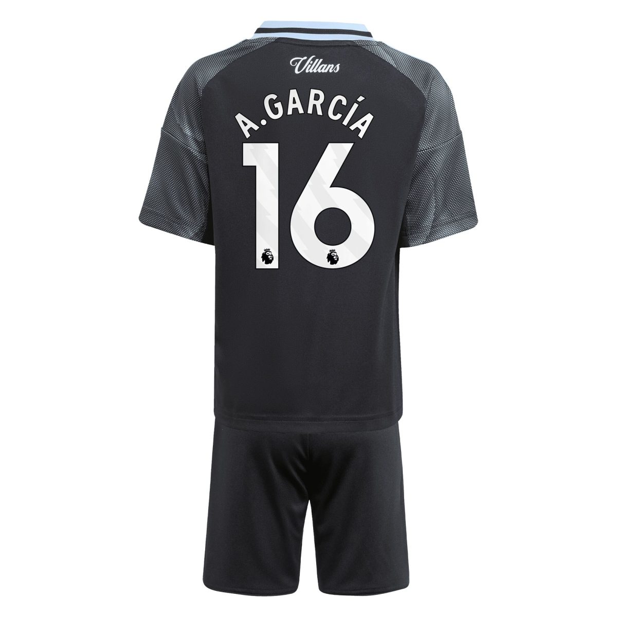Aston Villa Shirts - aston villa adidas away mini kit 2025-26 with a.garcía 16 printing Collection of Official Fan Gear