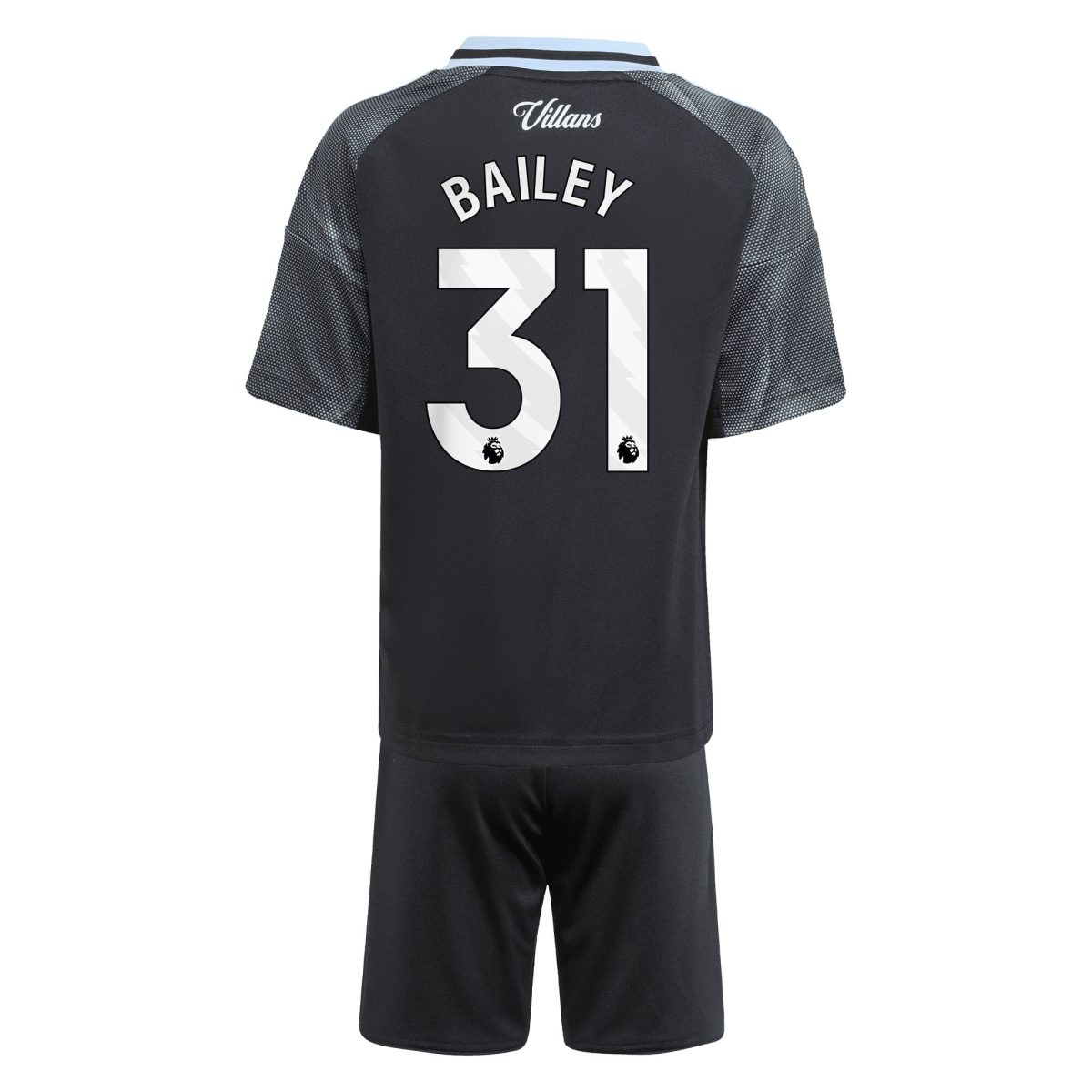 Aston Villa Shirts - aston villa adidas away mini kit 2025-26 with bailey 31 printing Collection of Official Fan Gear