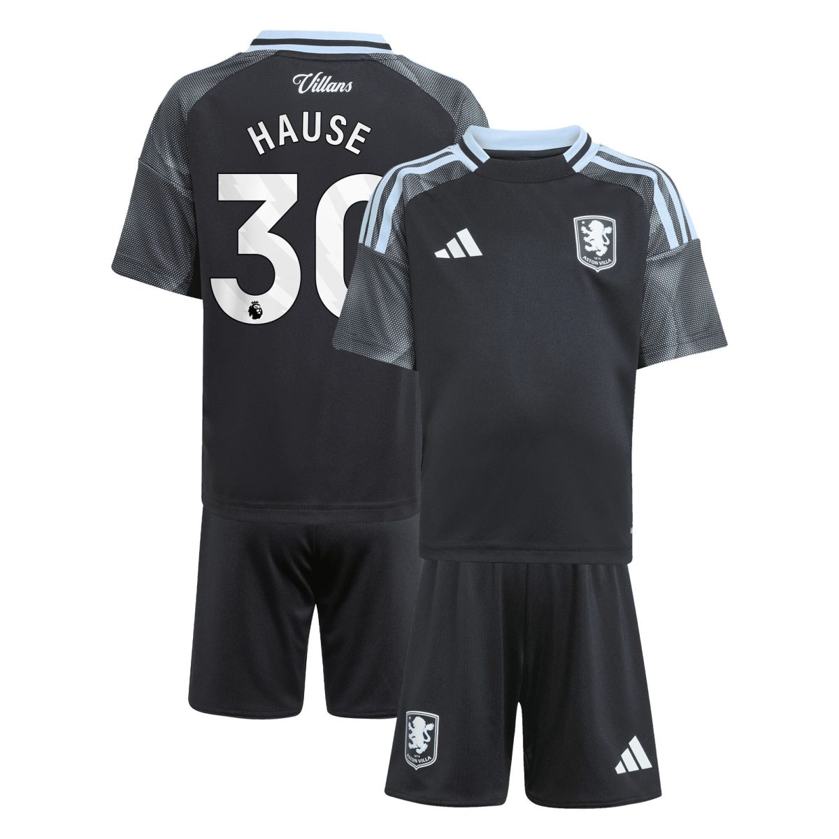 Aston Villa Shirts - aston villa adidas away mini kit 2025-26 with hause 30 printing Collection of Official Fan Gear