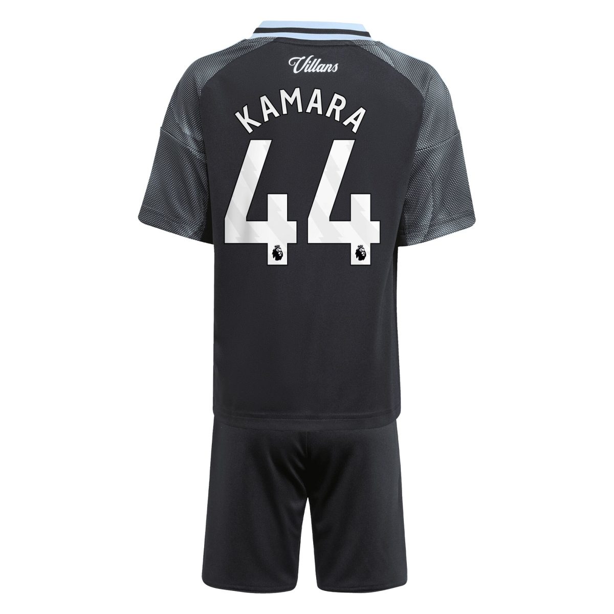 Aston Villa Shirts - aston villa adidas away mini kit 2025-26 with kamara 44 printing Collection of Official Fan Gear