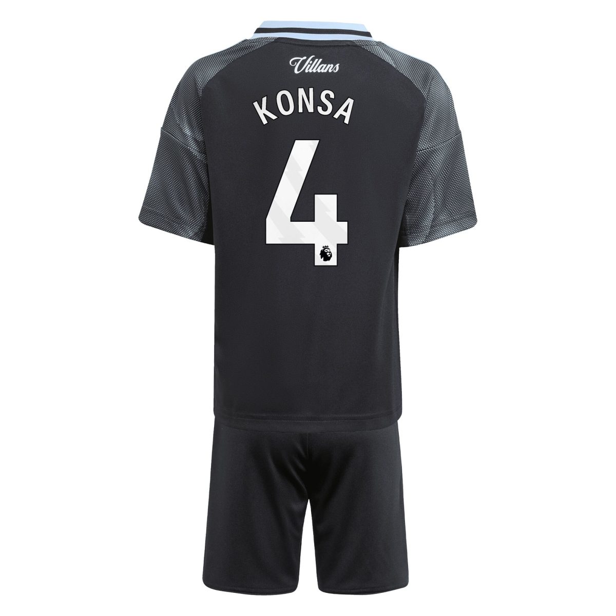 Aston Villa Shirts - aston villa adidas away mini kit 2025-26 with konsa 4 printing Collection of Official Fan Gear