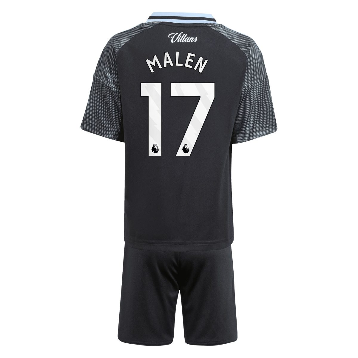 Aston Villa Shirts - aston villa adidas away mini kit 2025-26 with malen 17 printing Collection of Official Fan Gear