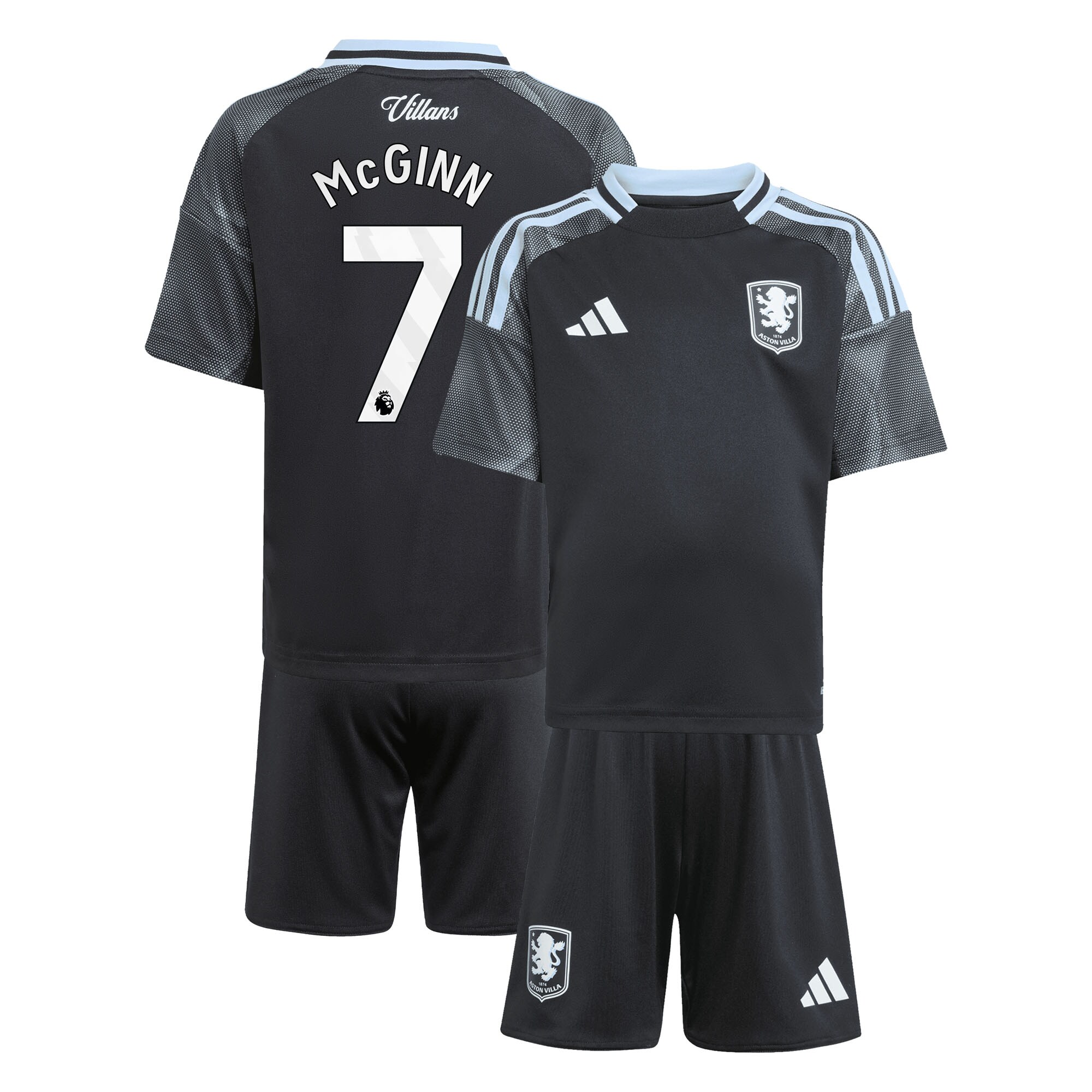 Aston Villa Shirts - aston villa adidas away mini kit 2025-26 with mcginn 7 printing Collection of Official Fan Gear