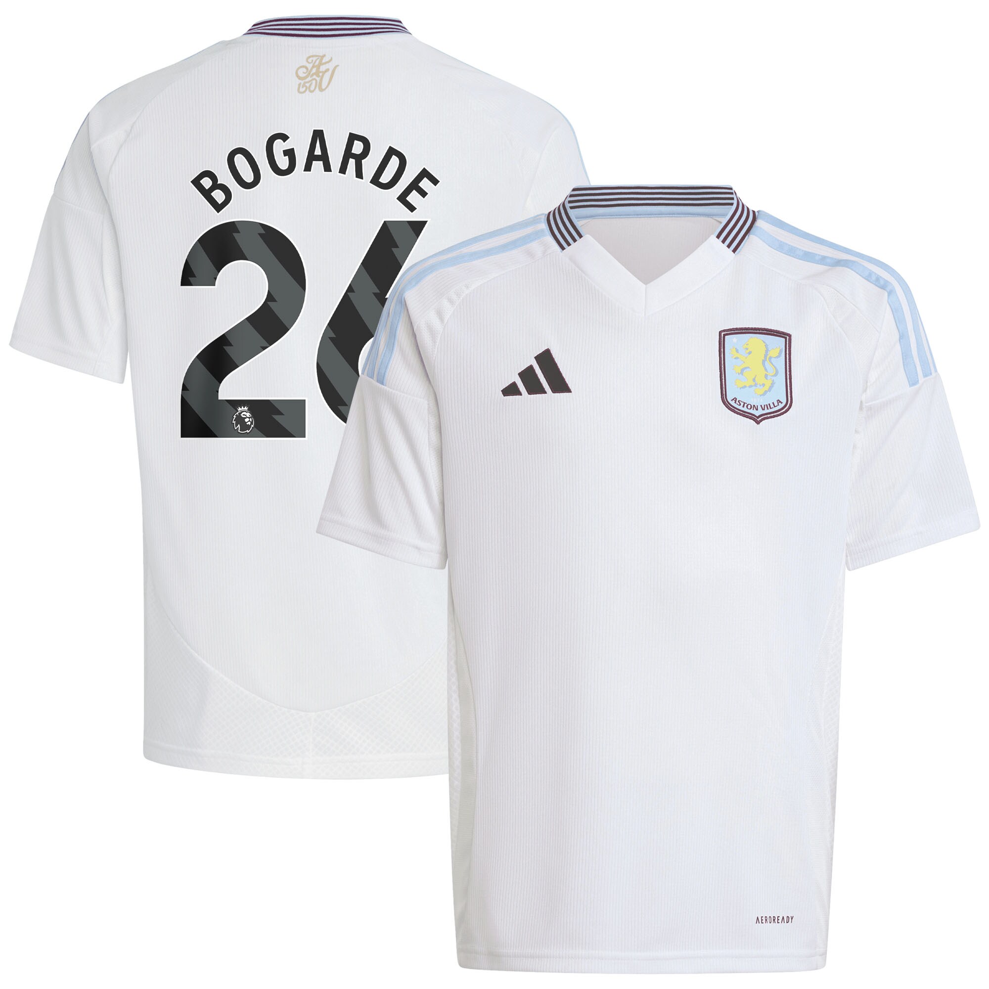 Aston Villa Shirts - aston villa adidas away shirt 2024-25 – kids with bogarde 26 printing Collection of Official Fan Gear