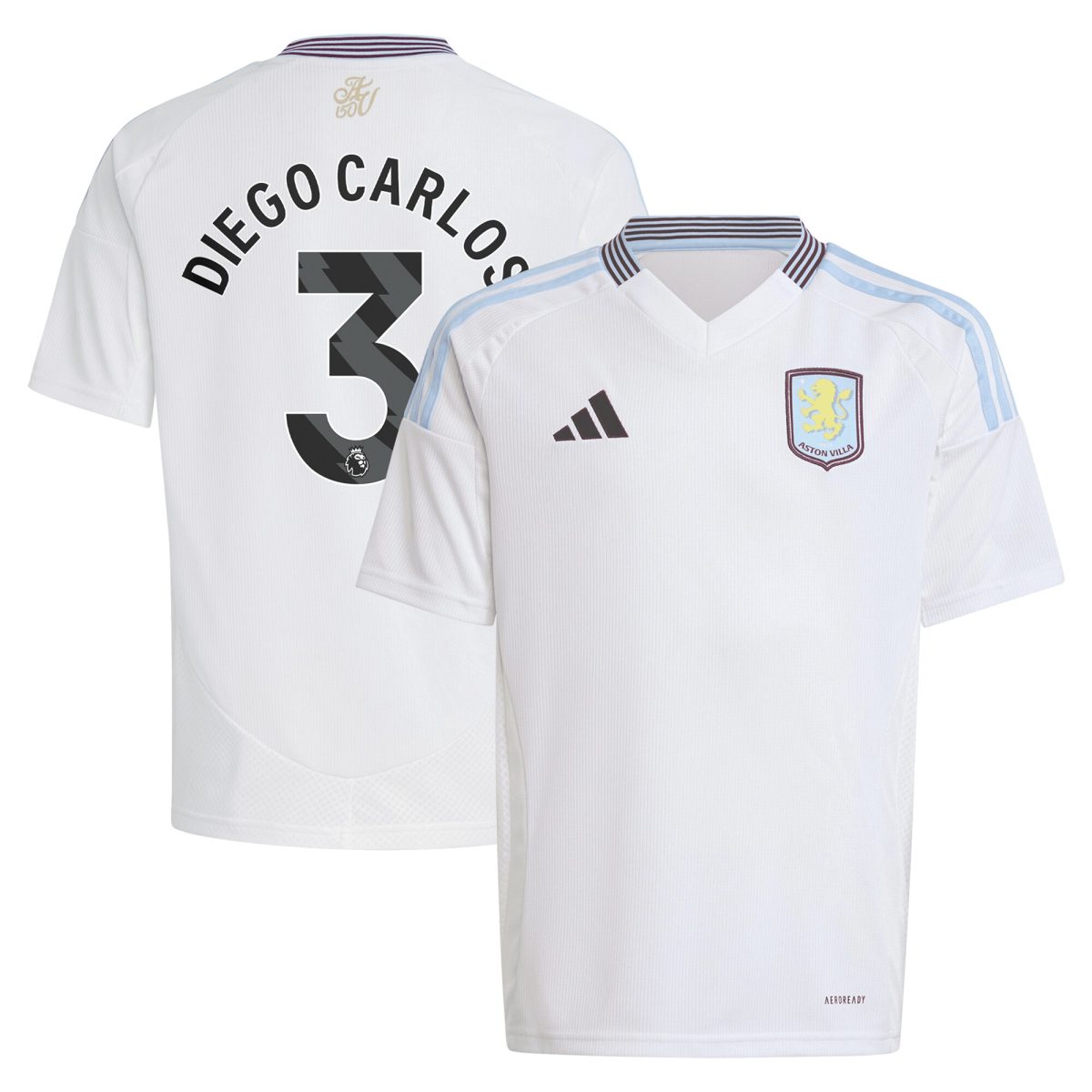 Aston Villa Shirts - aston villa adidas away shirt 2024-25 – kids with diego carlos 3 printing Collection of Official Fan Gear