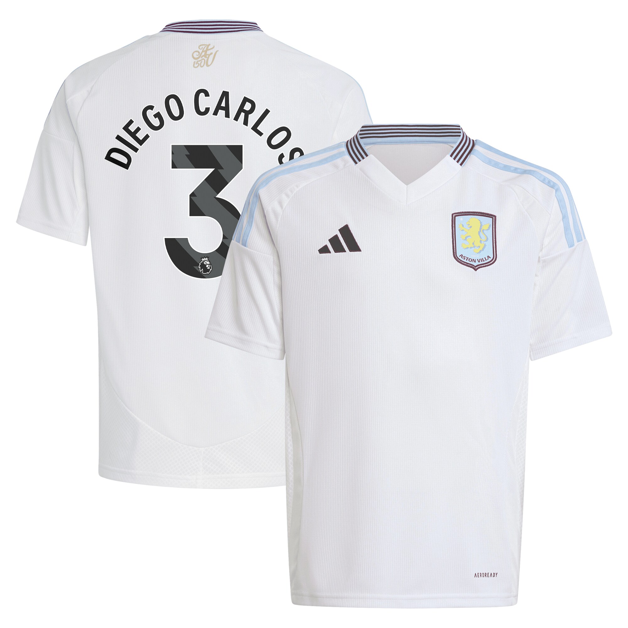 Aston Villa Shirts - aston villa adidas away shirt 2024-25 – kids with diego carlos 3 printing Collection of Official Fan Gear