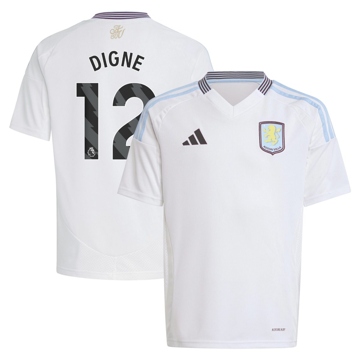 Aston Villa Shirts - aston villa adidas away shirt 2024-25 – kids with digne 12 printing Collection of Official Fan Gear