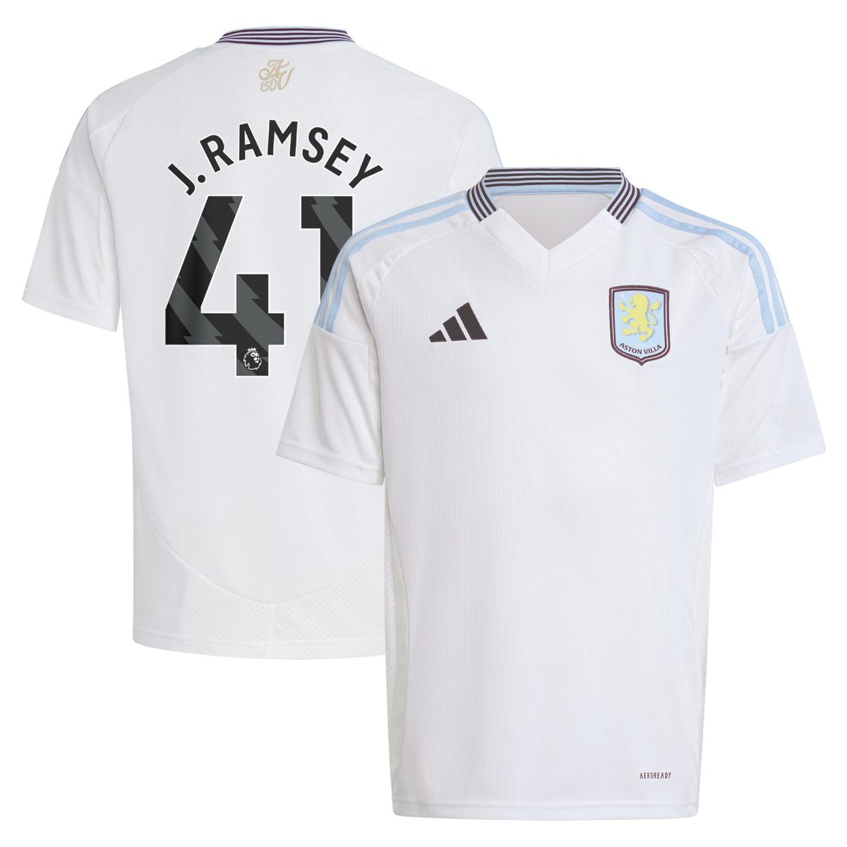 Aston Villa Shirts - aston villa adidas away shirt 2024-25 – kids with j. ramsey 41 printing Collection of Official Fan Gear