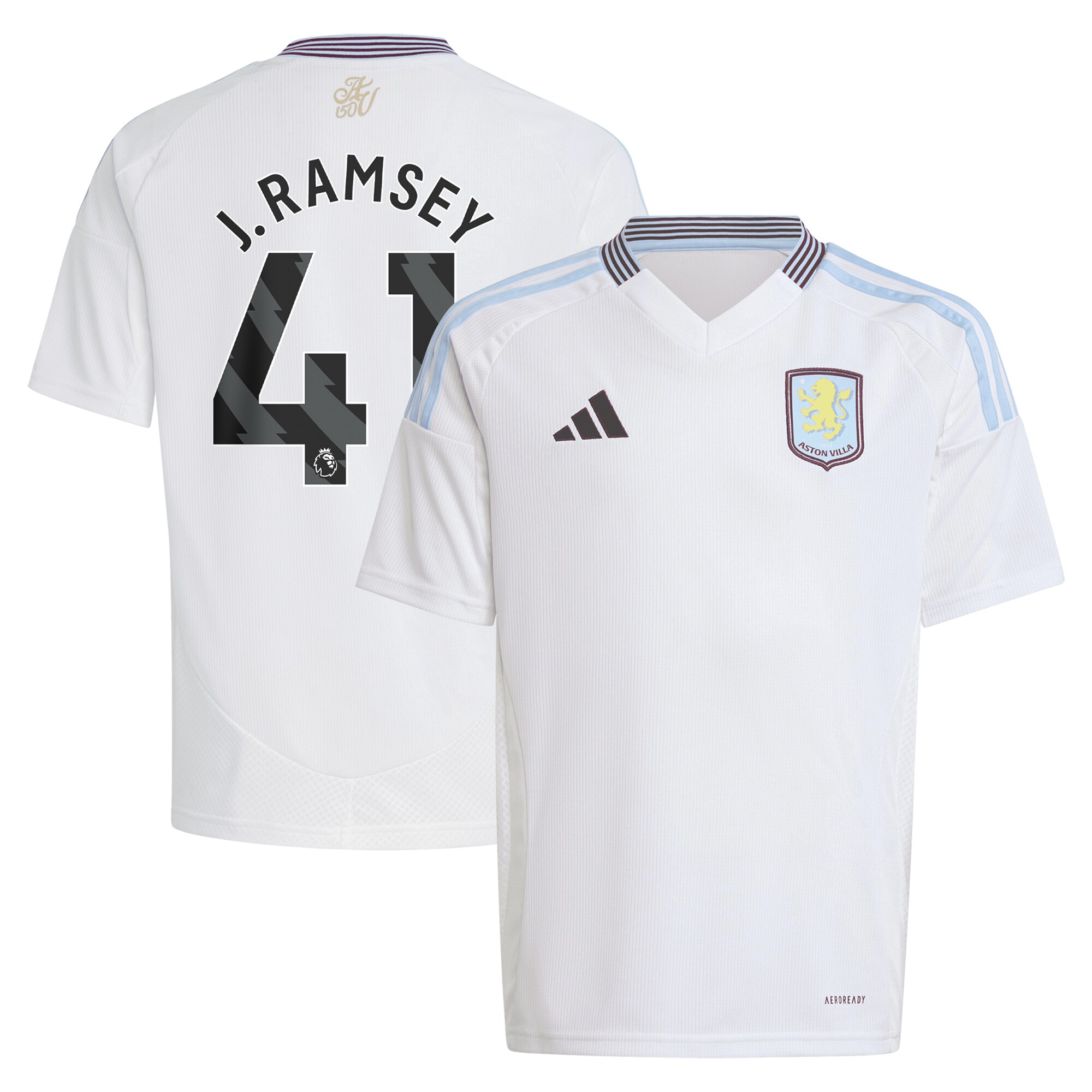 Aston Villa Shirts - aston villa adidas away shirt 2024-25 – kids with j. ramsey 41 printing Collection of Official Fan Gear