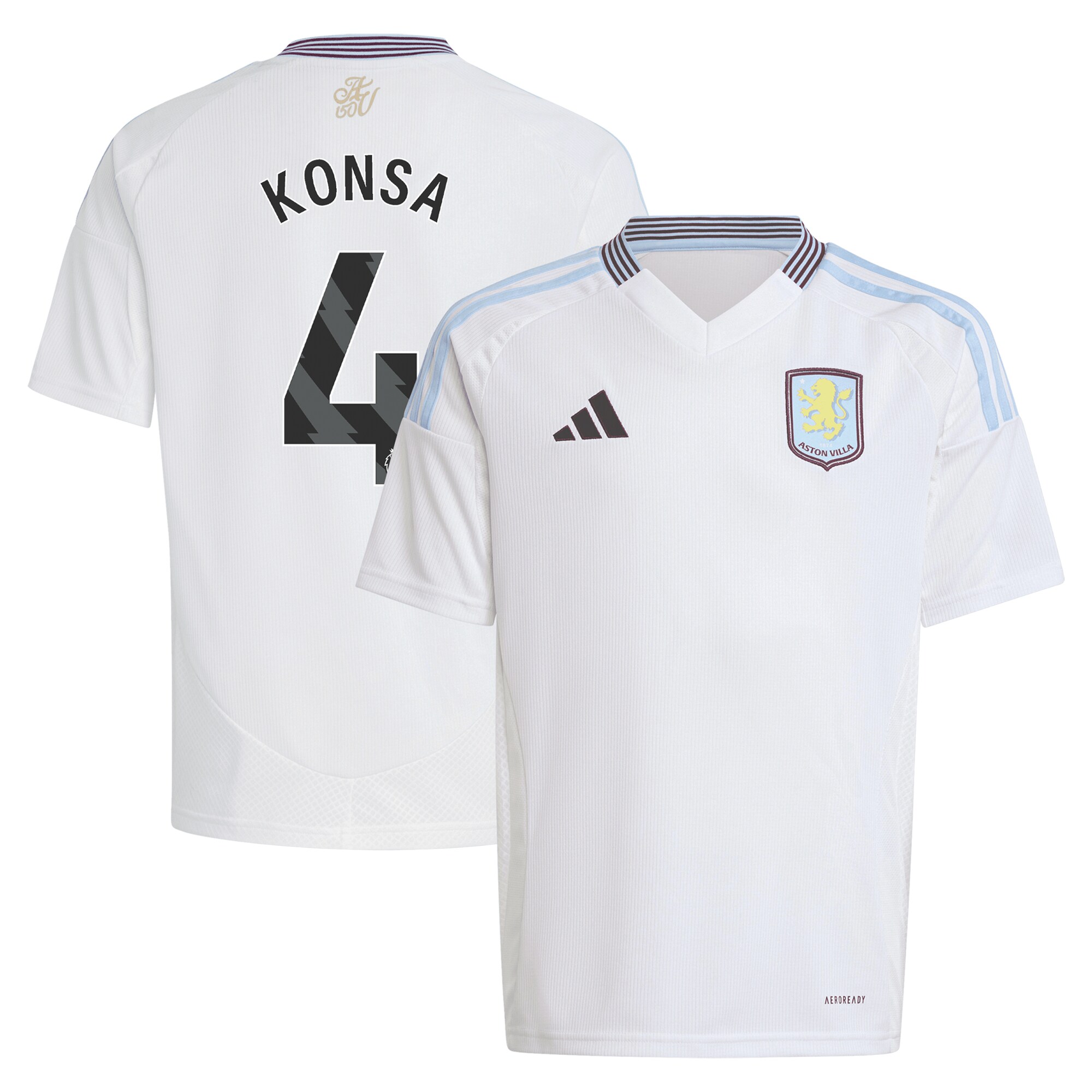 Aston Villa Shirts - aston villa adidas away shirt 2024-25 – kids with konsa 4 printing Collection of Official Fan Gear
