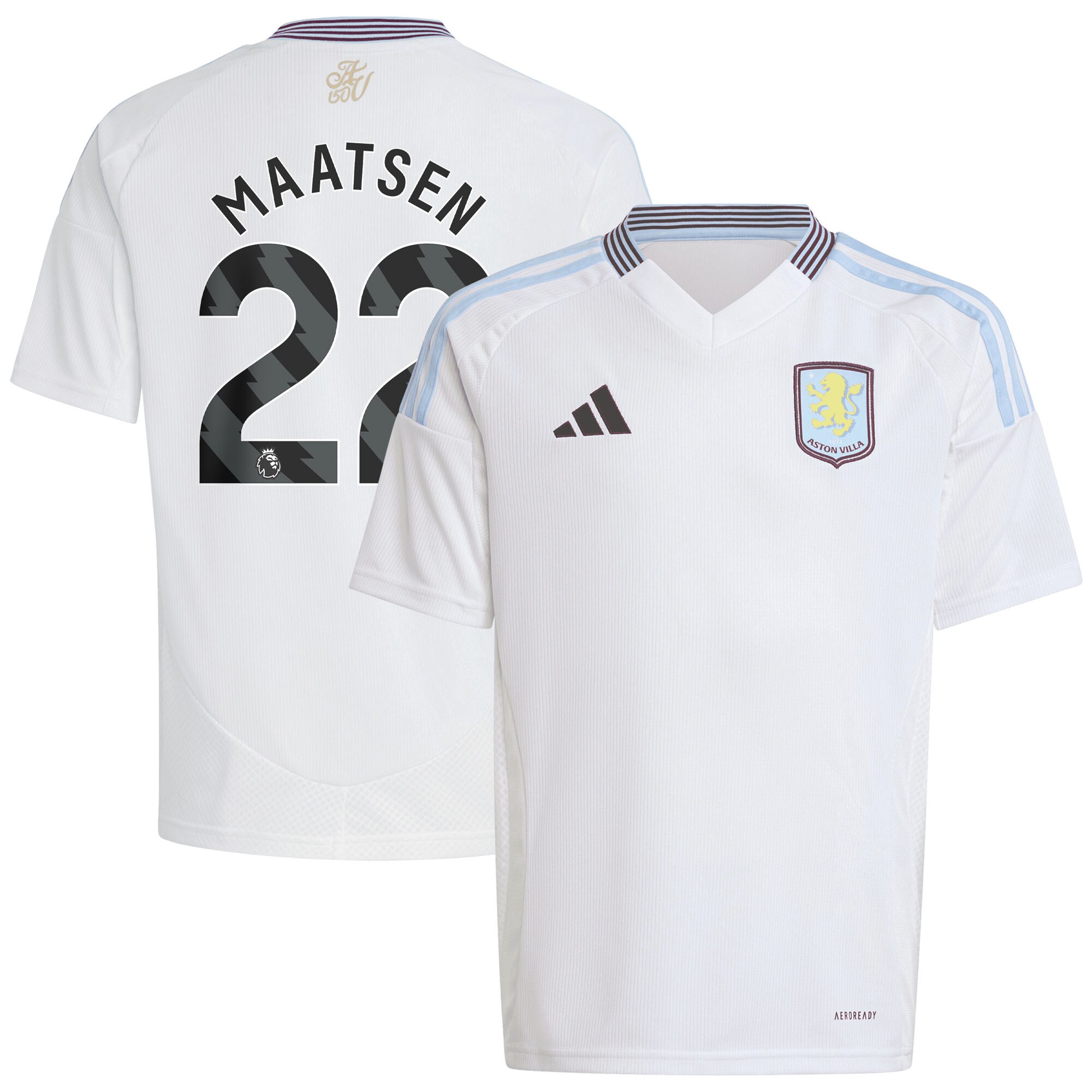 Aston Villa Shirts - aston villa adidas away shirt 2024-25 – kids with maatsen 22 printing Collection of Official Fan Gear