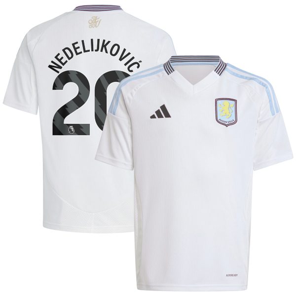 Aston Villa Shirts - aston villa adidas away shirt 2024-25 – kids with nedeljković 20 printing Collection of Official Fan Gear