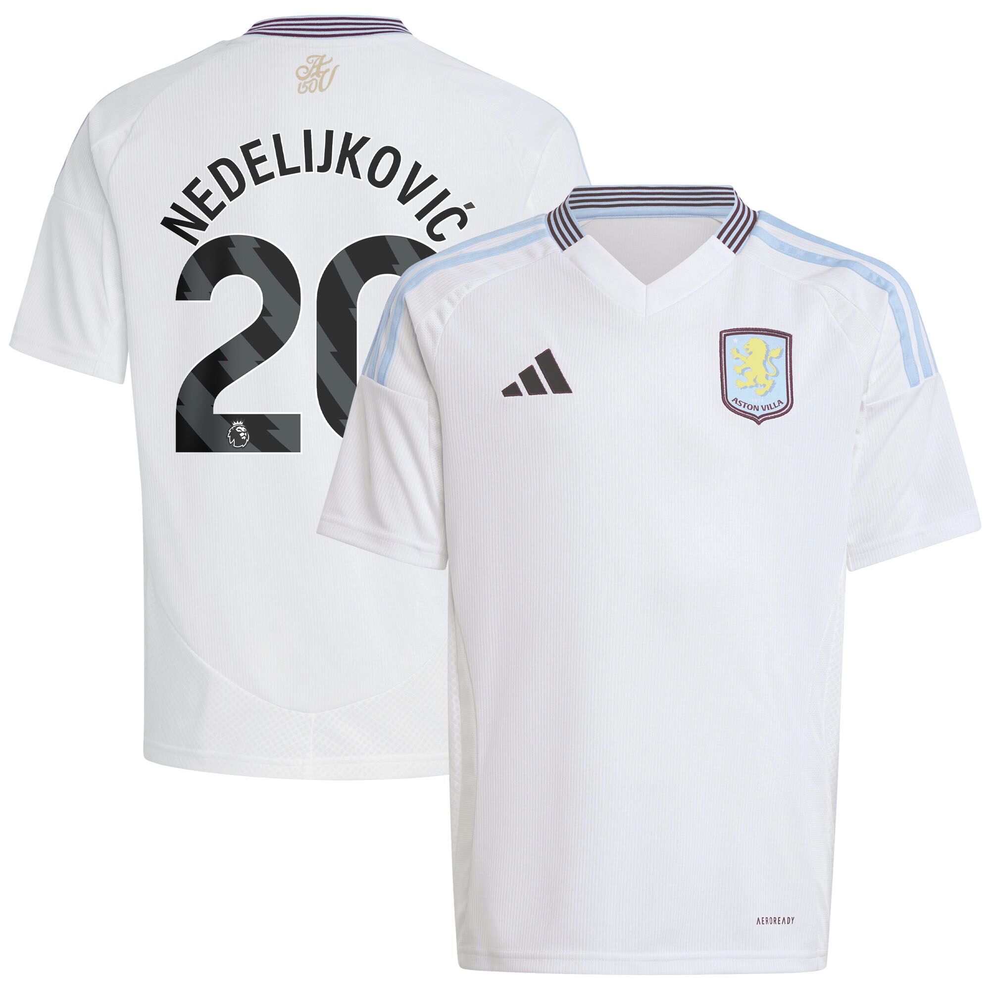 Aston Villa Shirts - aston villa adidas away shirt 2024-25 – kids with nedeljković 20 printing Collection of Official Fan Gear