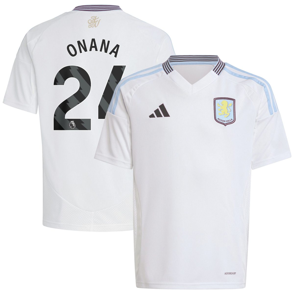 Aston Villa Shirts - aston villa adidas away shirt 2024-25 – kids with onana 24 printing Collection of Official Fan Gear