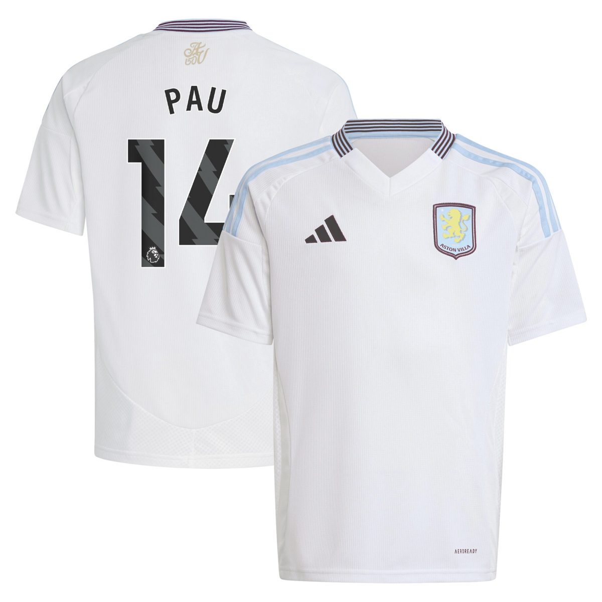 Aston Villa Shirts - aston villa adidas away shirt 2024-25 – kids with pau 14 printing Collection of Official Fan Gear