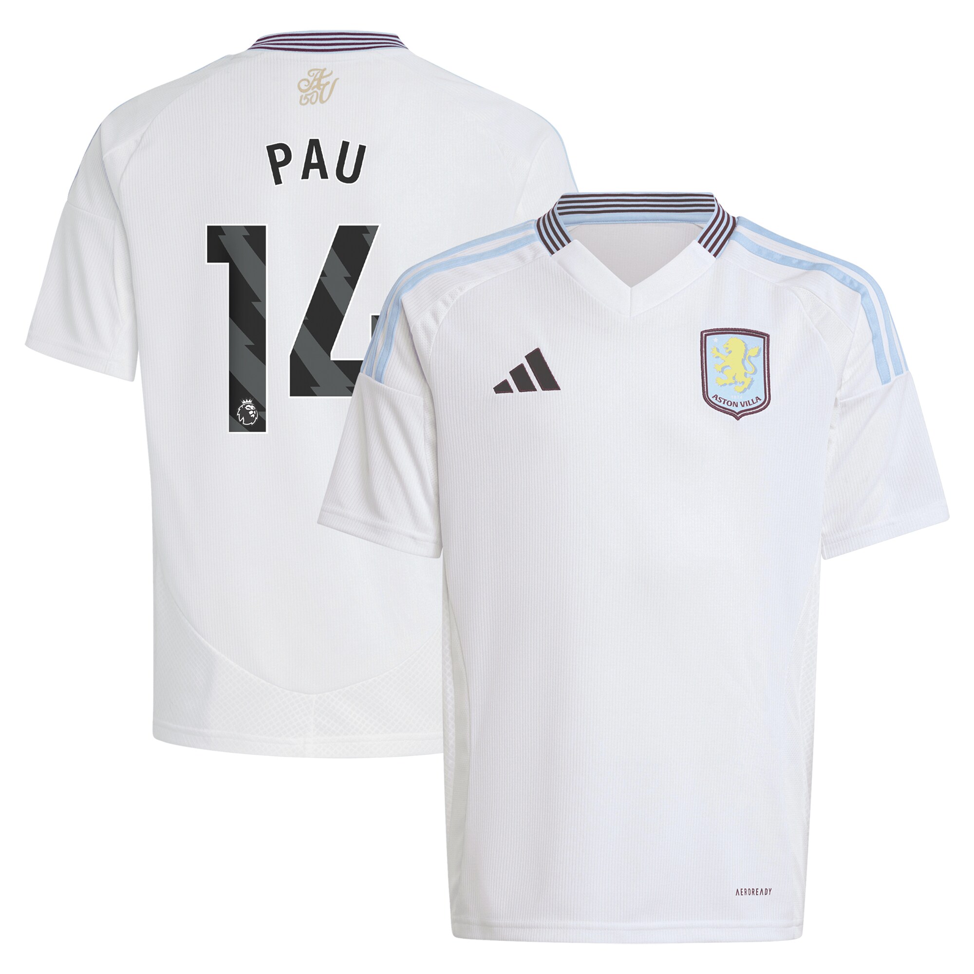 Aston Villa Shirts - aston villa adidas away shirt 2024-25 – kids with pau 14 printing Collection of Official Fan Gear