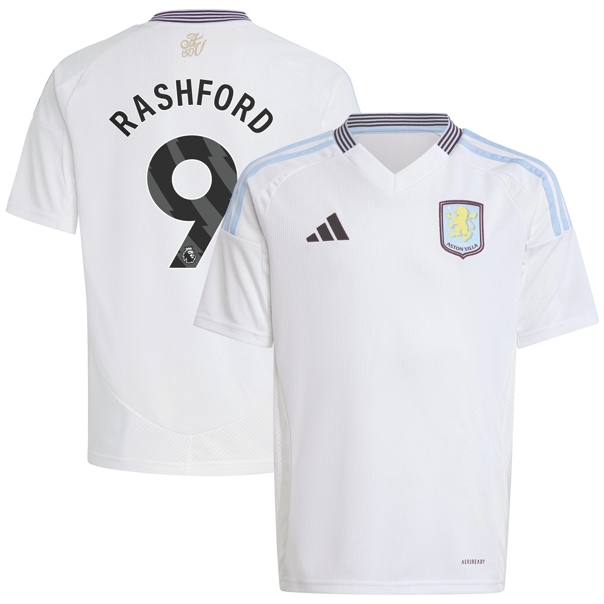 Aston Villa Shirts - aston villa adidas away shirt 2024-25 – kids with rashford 9 printing Collection of Official Fan Gear