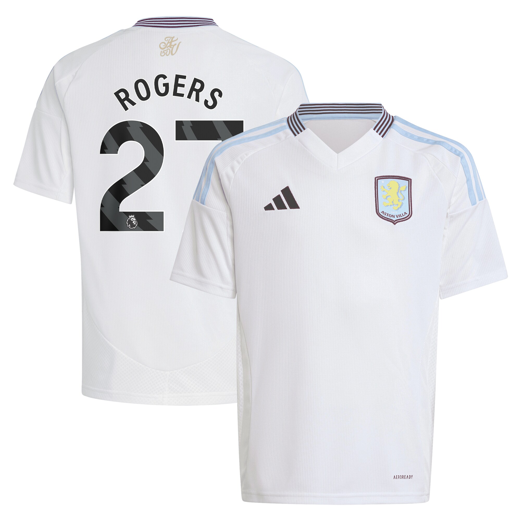 Aston Villa Shirts - aston villa adidas away shirt 2024-25 – kids with rogers 27 printing Collection of Official Fan Gear