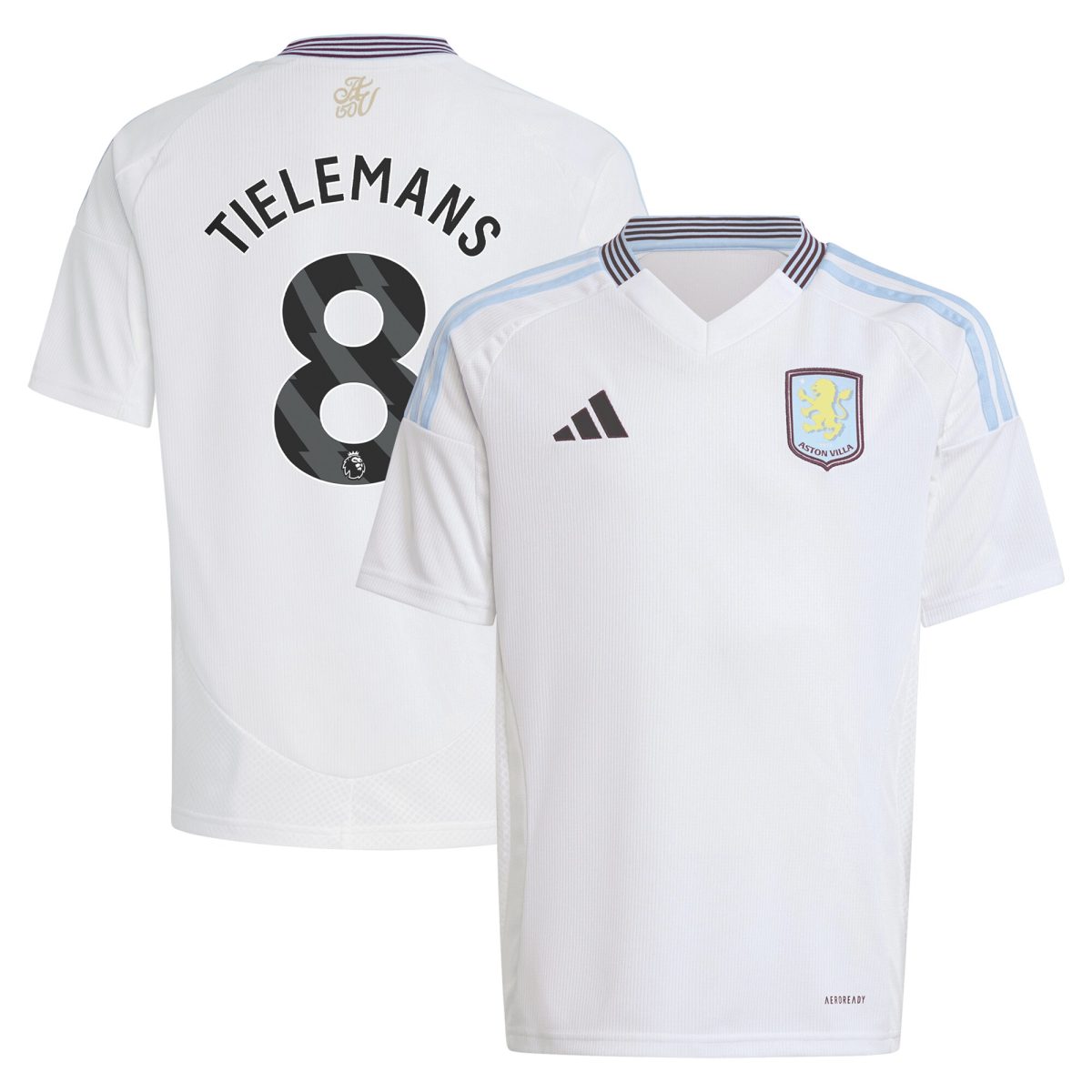 Aston Villa Shirts - aston villa adidas away shirt 2024-25 – kids with tielemans 8 printing Collection of Official Fan Gear