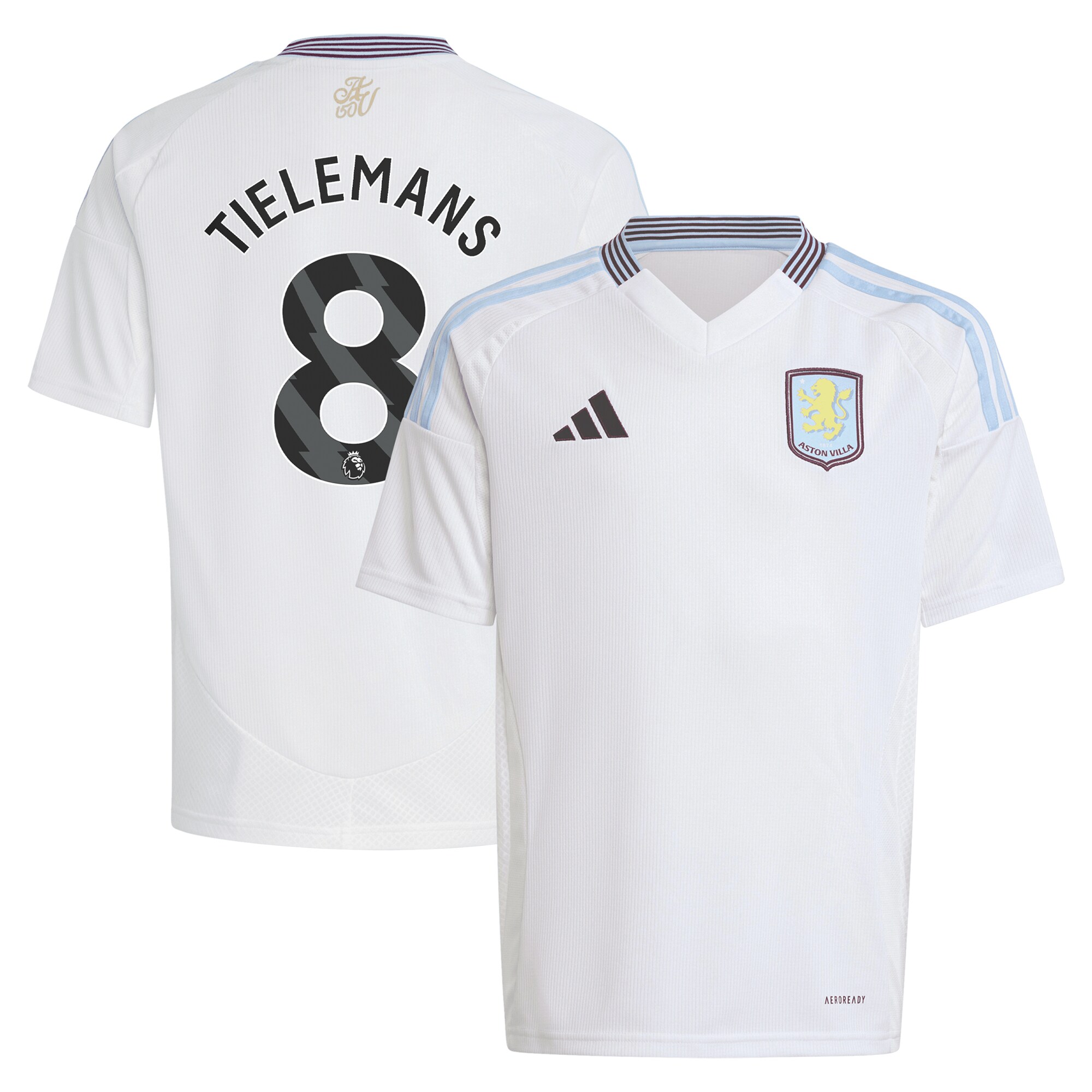 Aston Villa Shirts - aston villa adidas away shirt 2024-25 – kids with tielemans 8 printing Collection of Official Fan Gear