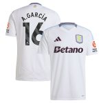 Aston Villa Shirts - aston villa adidas away shirt 2024-25 with a.garcía 16 printing Collection of Official Fan Gear