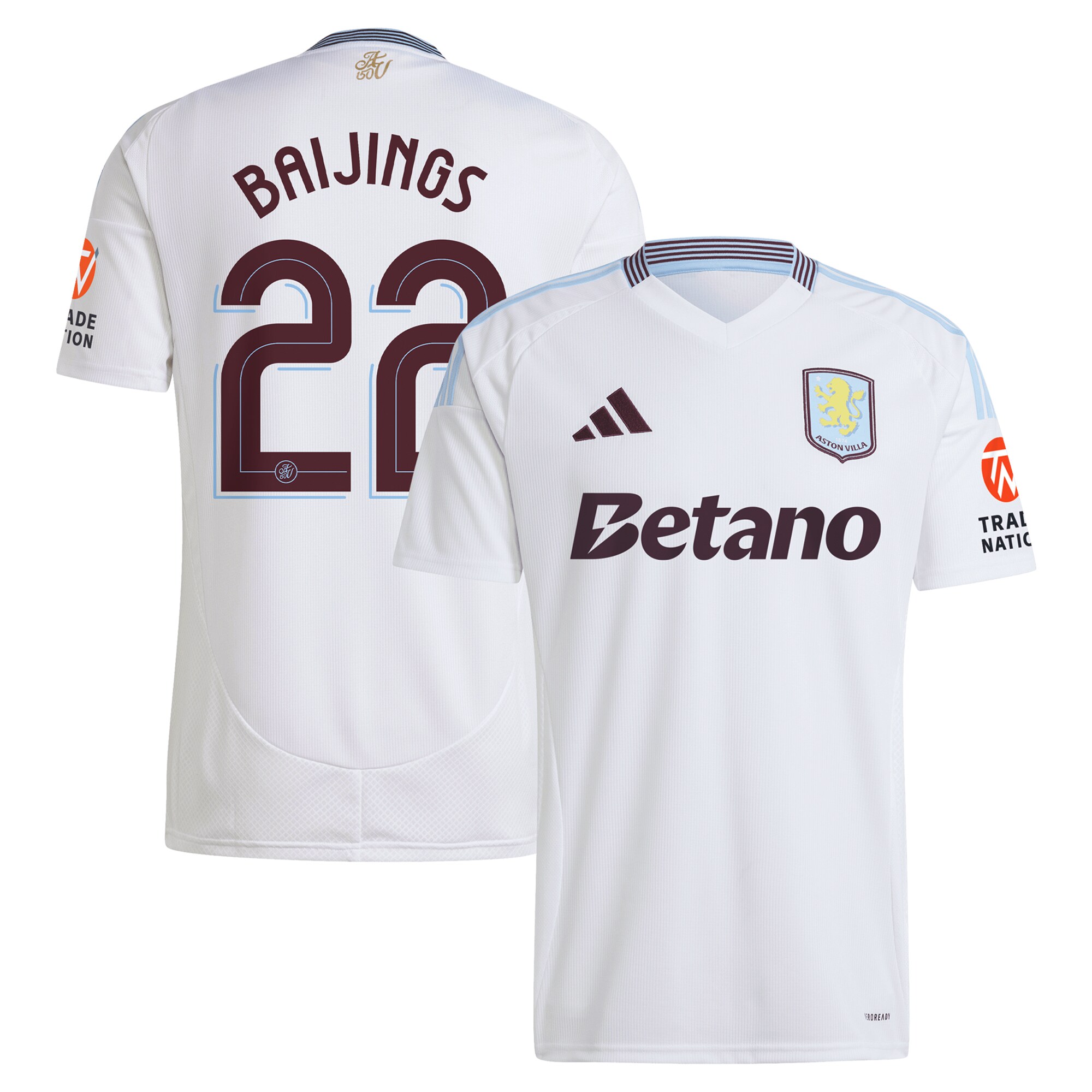 Aston Villa Shirts - aston villa adidas away shirt 2024-25 with baijings 22 cup printing Collection of Official Fan Gear