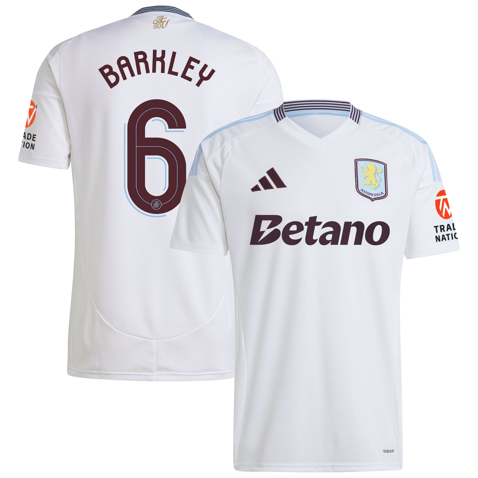 Aston Villa Shirts - aston villa adidas away shirt 2024-25 with barkley 6 cup printing Collection of Official Fan Gear