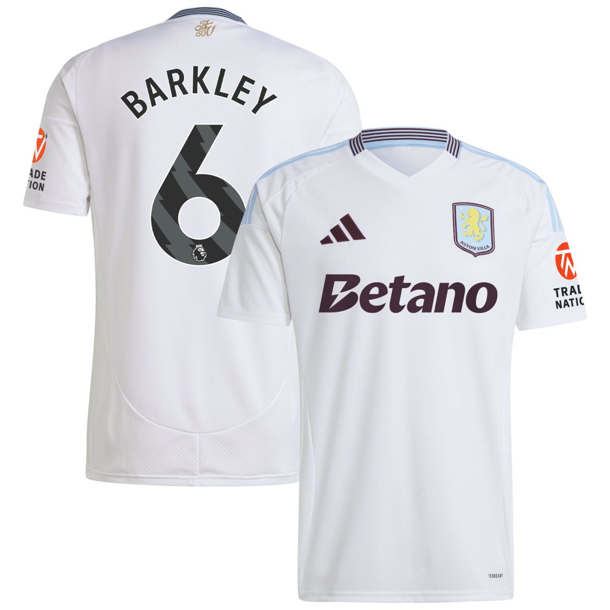 Aston Villa Shirts - aston villa adidas away shirt 2024-25 with barkley 6 printing Collection of Official Fan Gear
