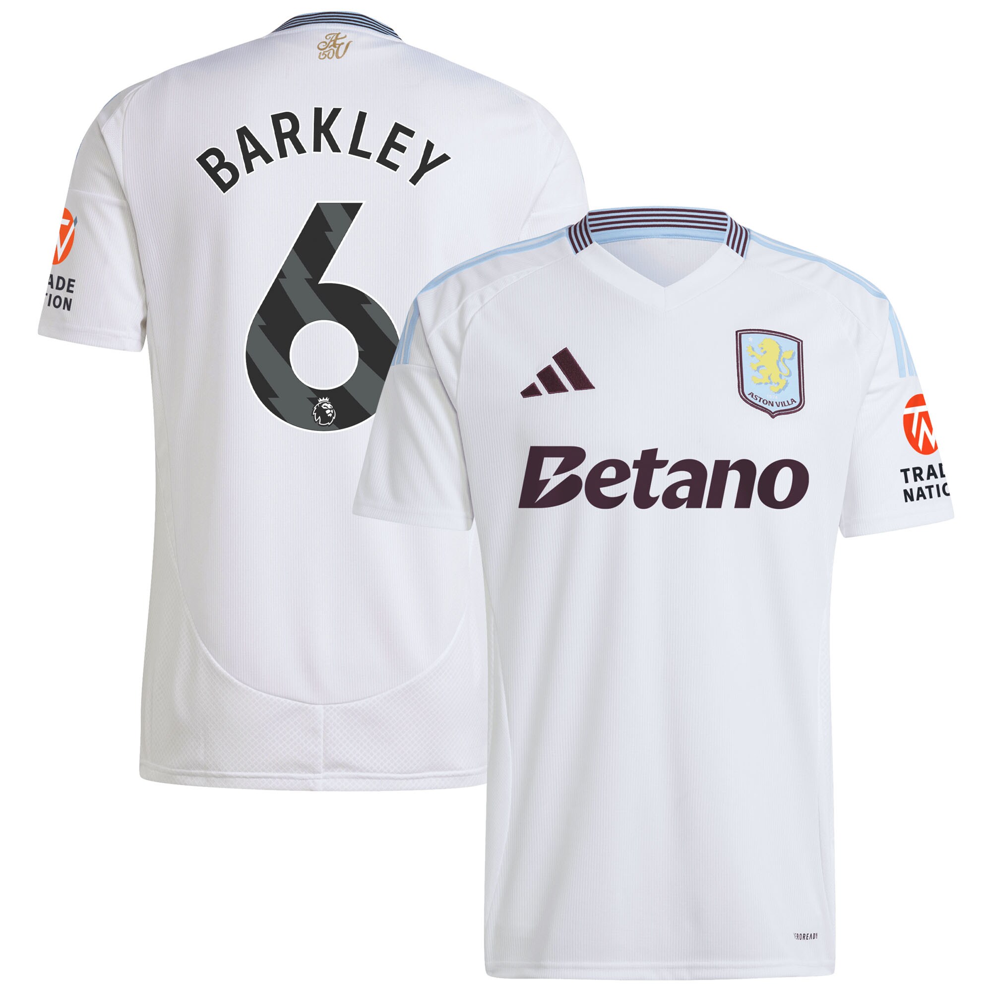 Aston Villa Shirts - aston villa adidas away shirt 2024-25 with barkley 6 printing Collection of Official Fan Gear