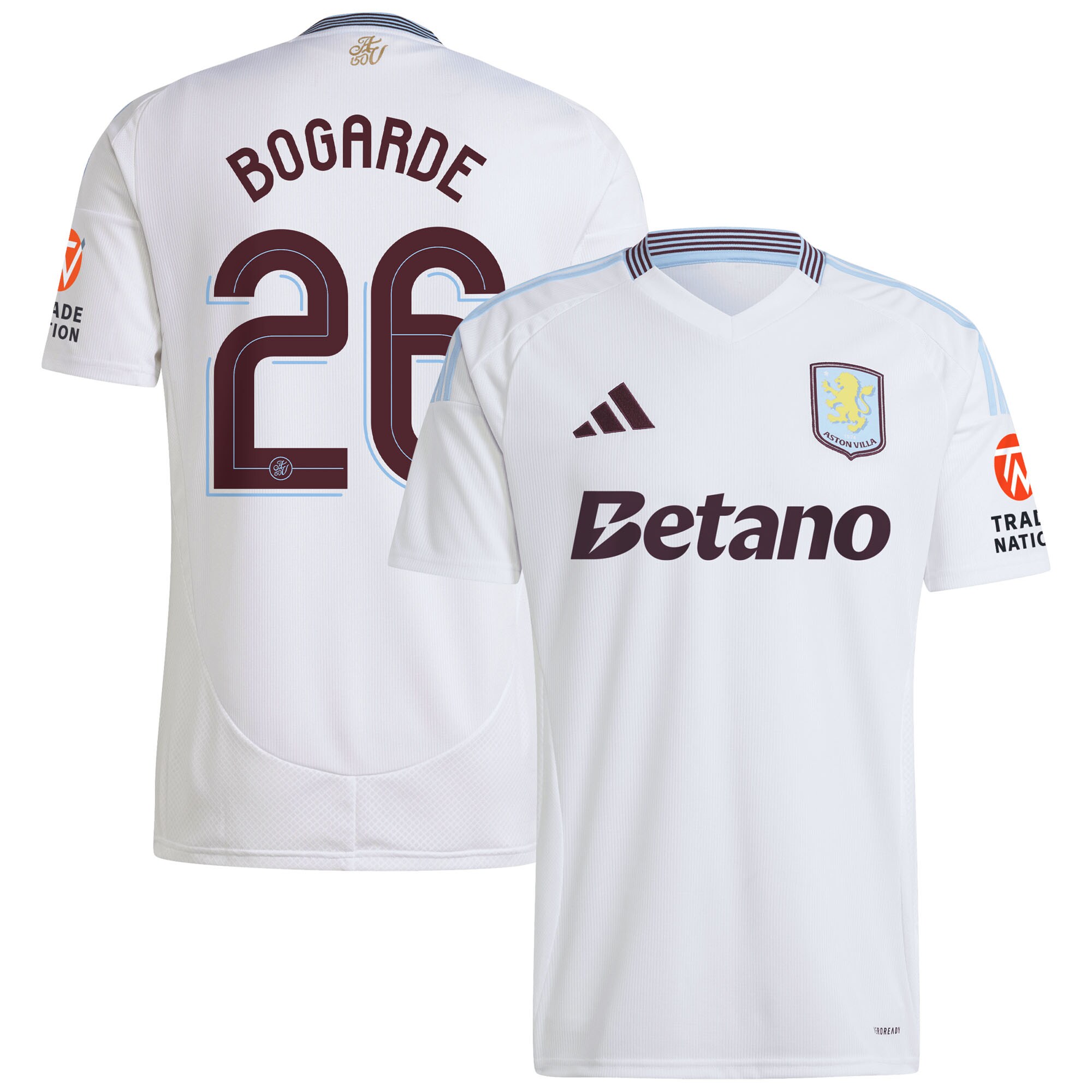 Aston Villa Shirts - aston villa adidas away shirt 2024-25 with bogarde 26 cup printing Collection of Official Fan Gear