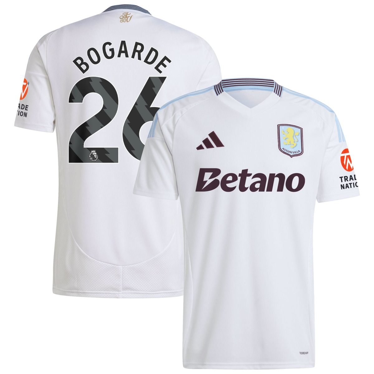 Aston Villa Shirts - aston villa adidas away shirt 2024-25 with bogarde 26 printing Collection of Official Fan Gear