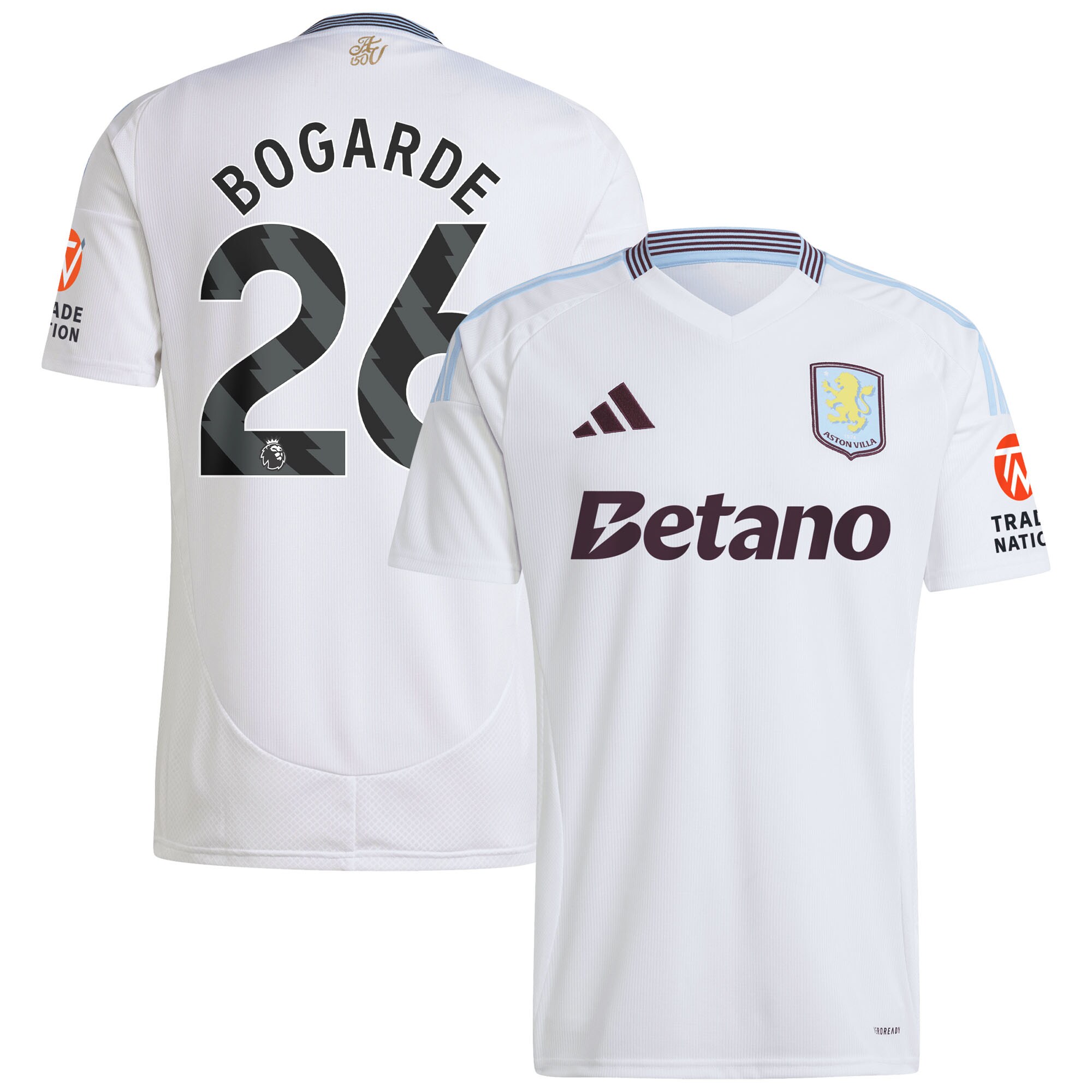 Aston Villa Shirts - aston villa adidas away shirt 2024-25 with bogarde 26 printing Collection of Official Fan Gear