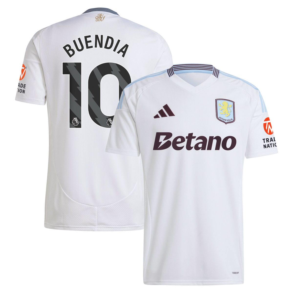 Aston Villa Shirts - aston villa adidas away shirt 2024-25 with buendia 10 printing Collection of Official Fan Gear