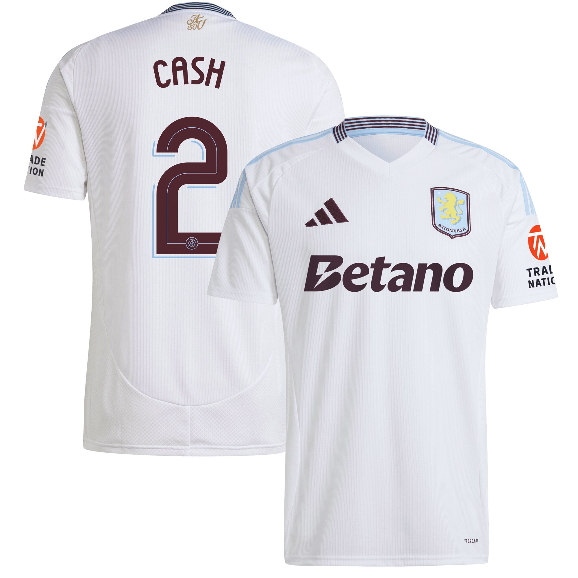 Aston Villa Shirts - aston villa adidas away shirt 2024-25 with cash 2 cup printing Collection of Official Fan Gear