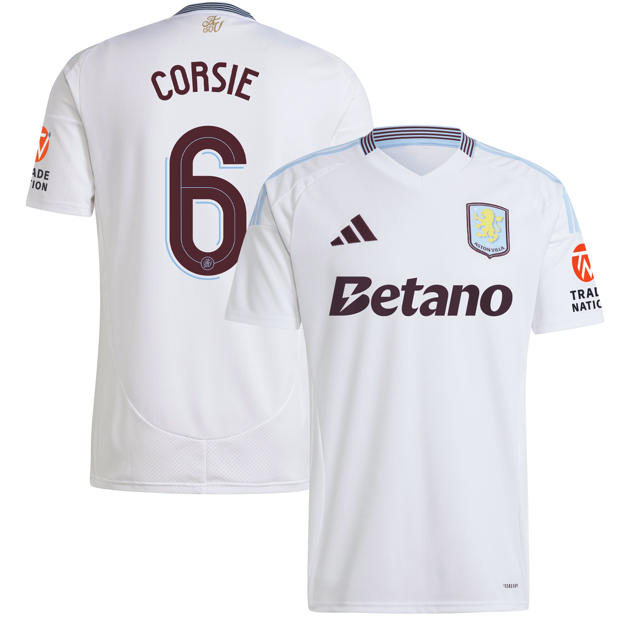 Aston Villa Shirts - aston villa adidas away shirt 2024-25 with corsie 6 cup printing Collection of Official Fan Gear