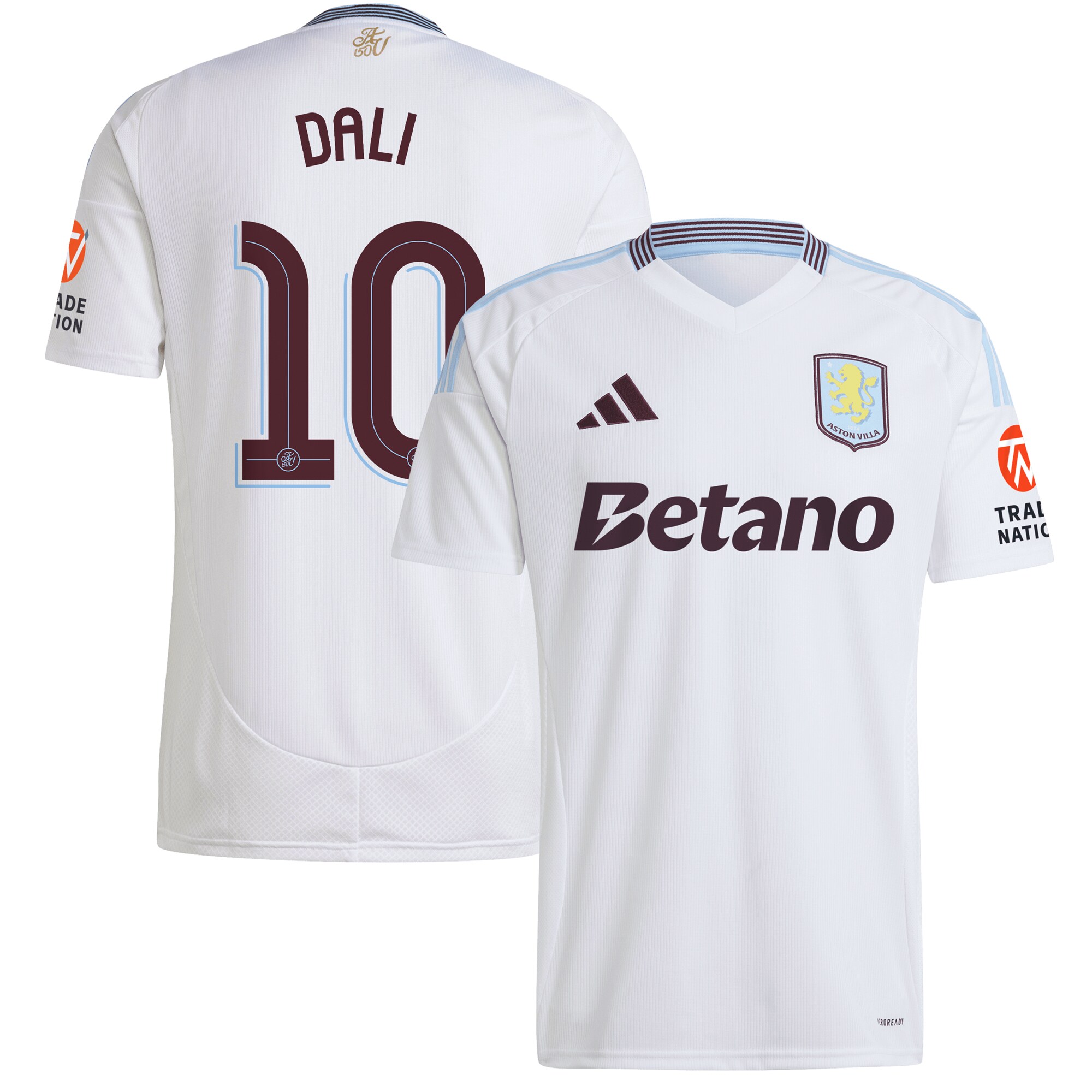 Aston Villa Shirts - aston villa adidas away shirt 2024-25 with dali 10 cup printing Collection of Official Fan Gear
